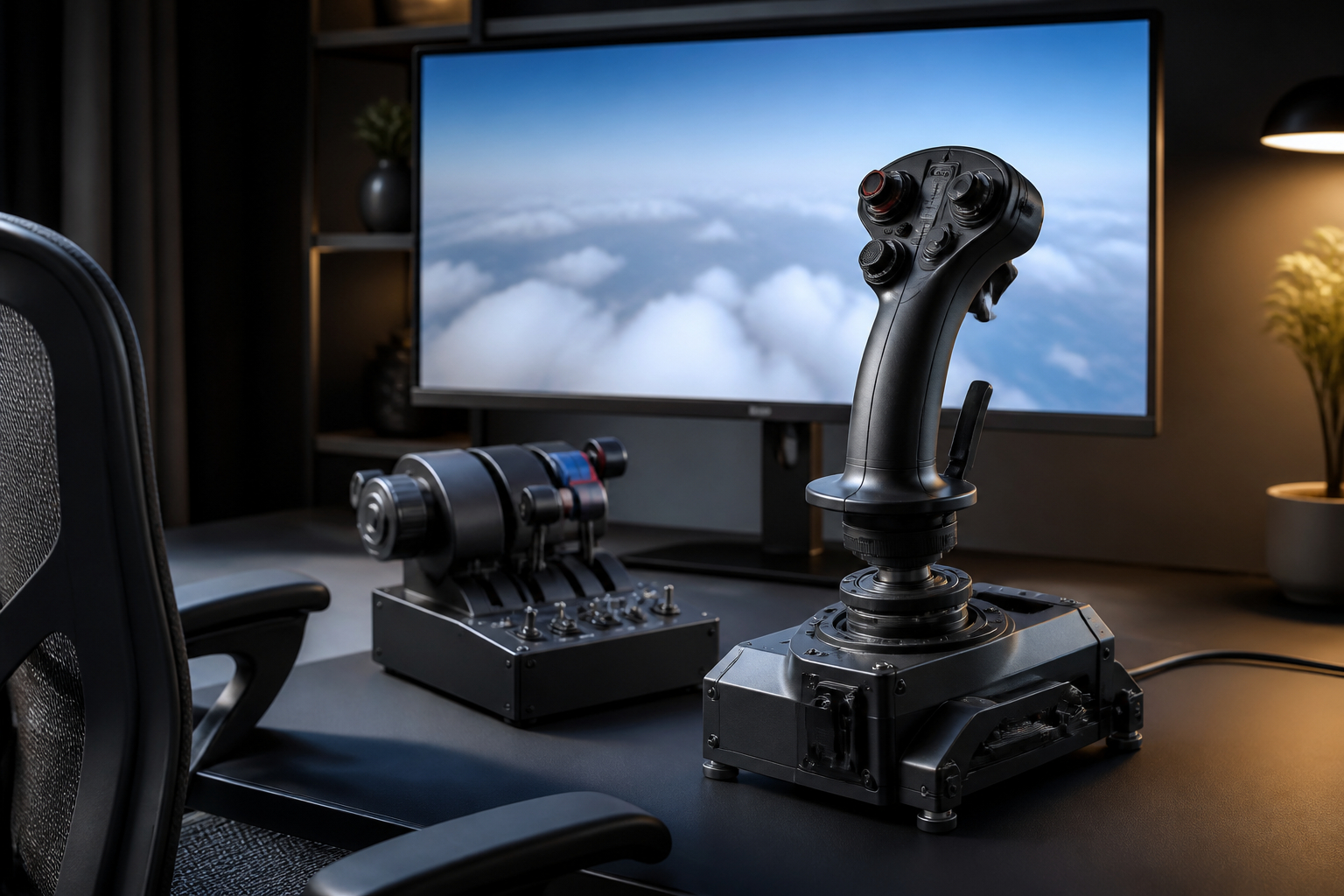 Ergonomisches HOTAS-Setup für Flugsimulatoren