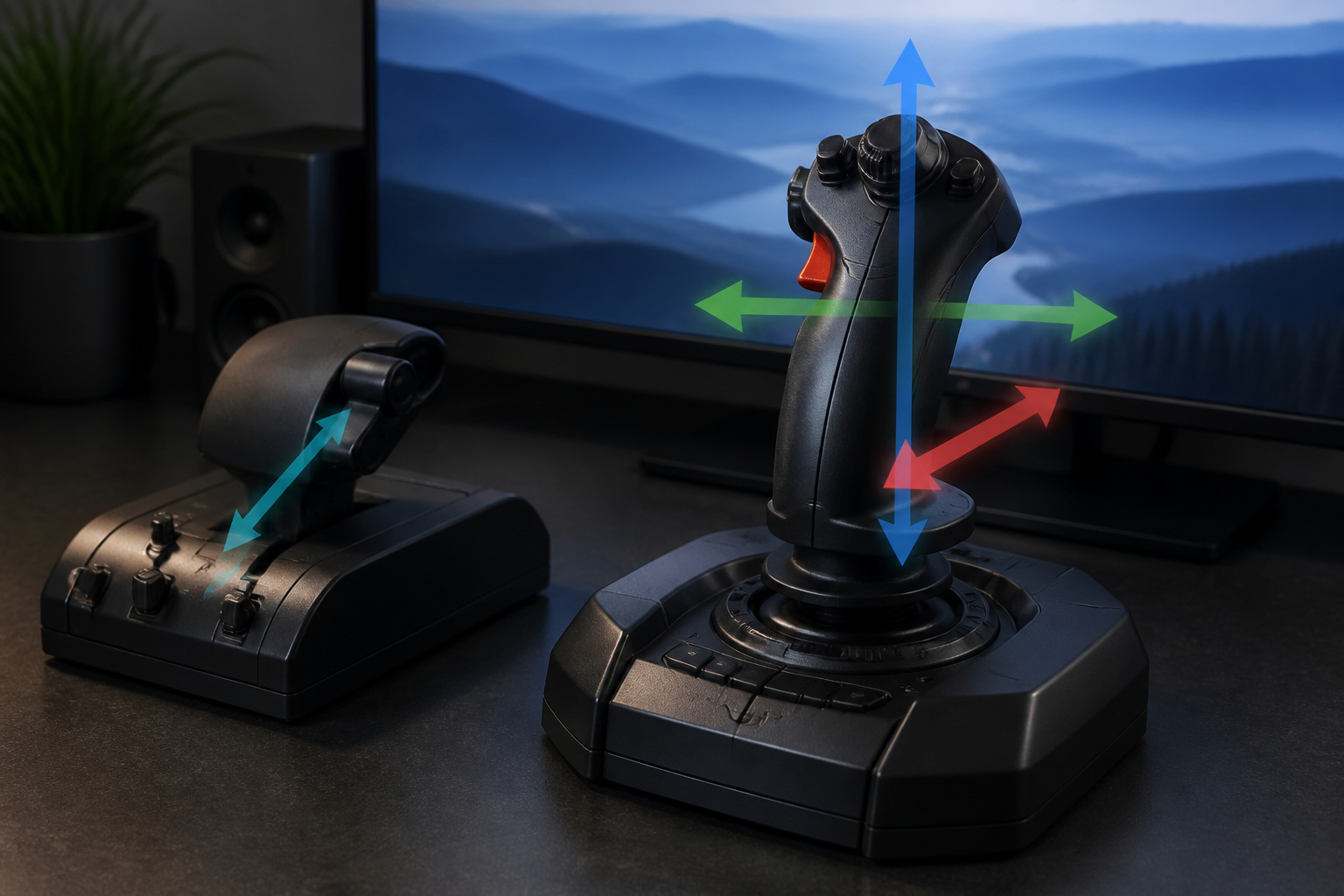 Flight Stick mit erklärten Achsen für Flugsimulatoren