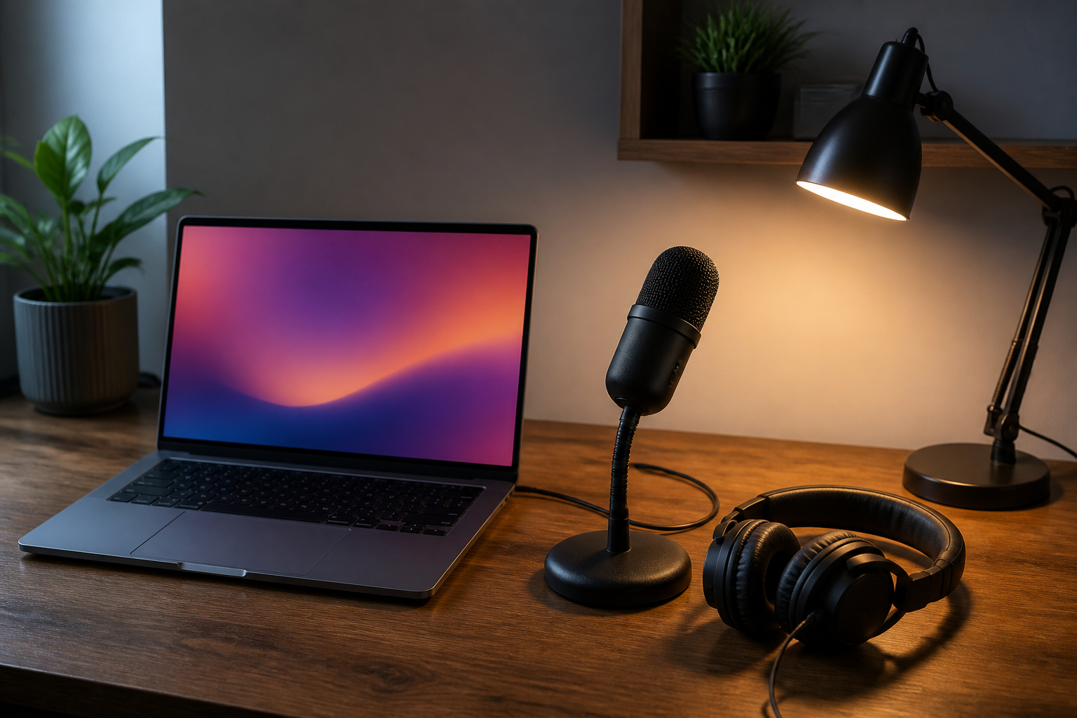 Kompaktes USB-Mikrofon-Setup für Laptop und Streaming