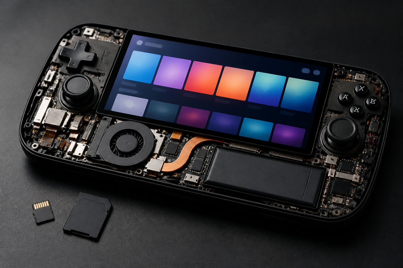Gaming-Handheld mit microSD-Karte und zusätzlichem Speicher