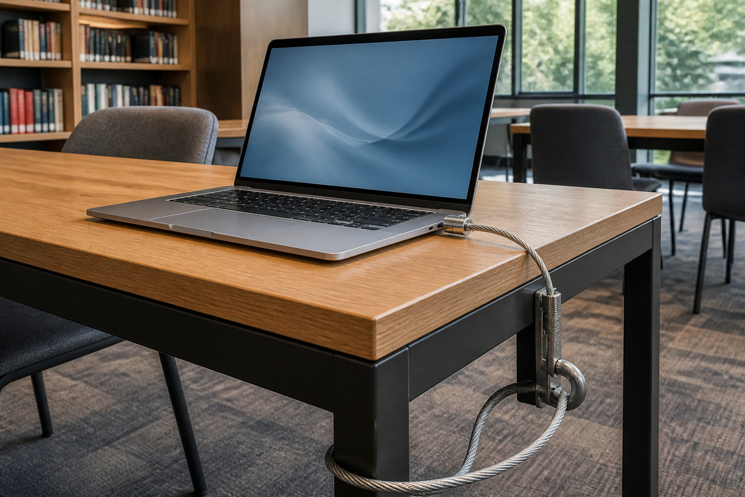 Laptop im Coworking-Space mit Sicherheitskabel befestigen