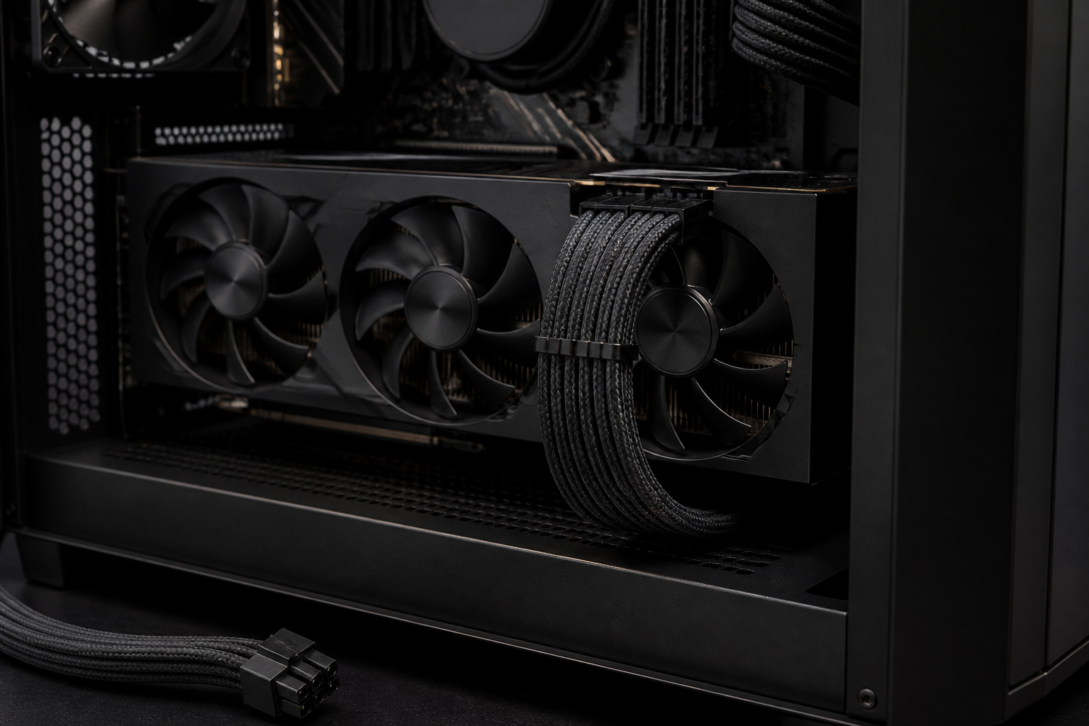 Gaming PC mit geflochtenen modularen Netzteilkabeln