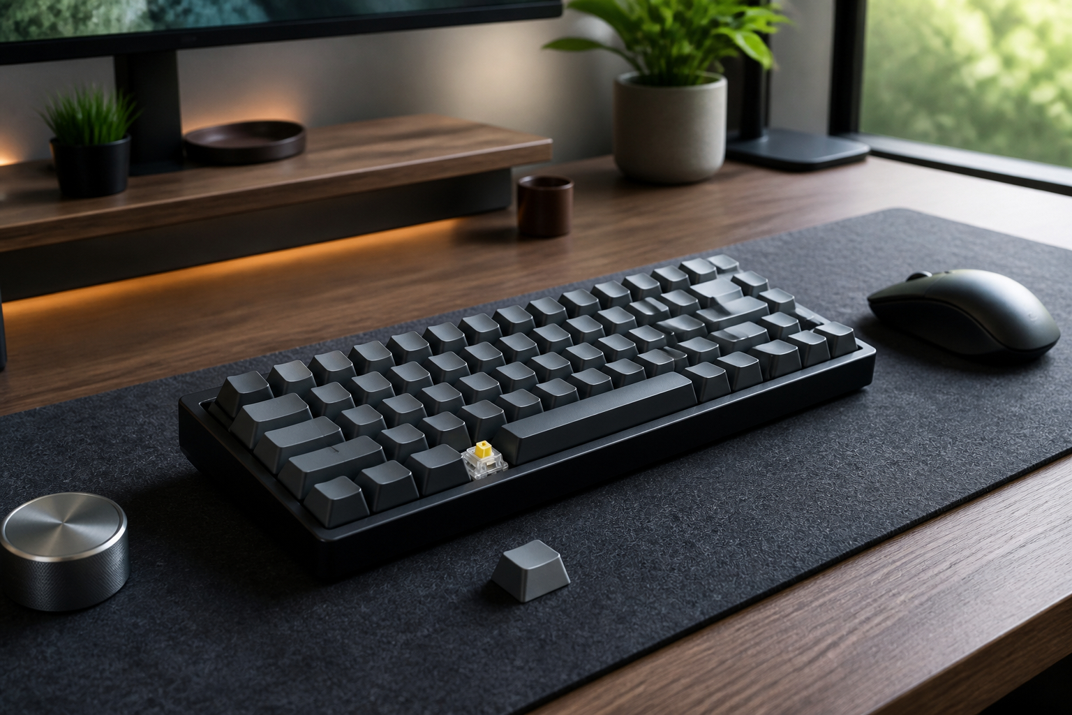 Kompakte 75-Prozent-Gaming-Tastatur auf Schreibtisch