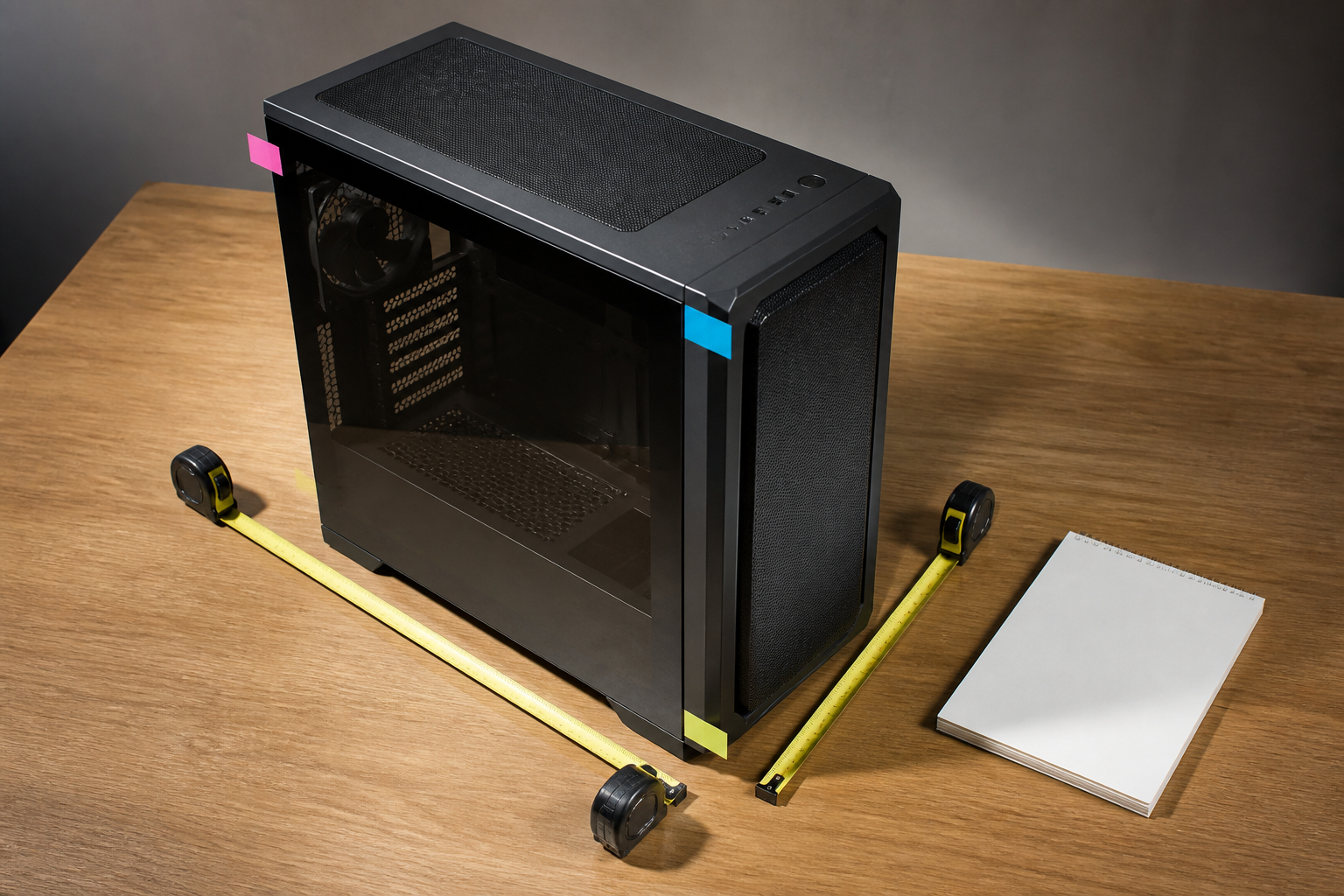 Gaming-PC-Tower für passende Transporttasche ausmessen