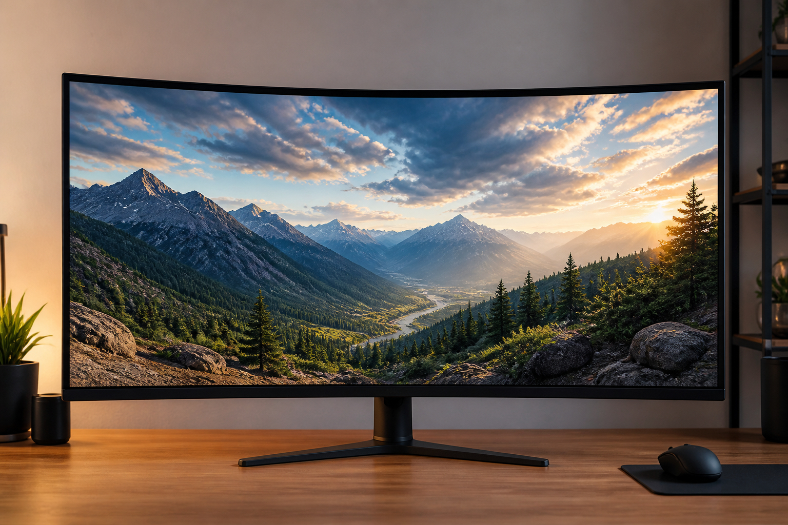 Gekrümmter Ultrawide-Gaming-Monitor mit hoher Auflösung