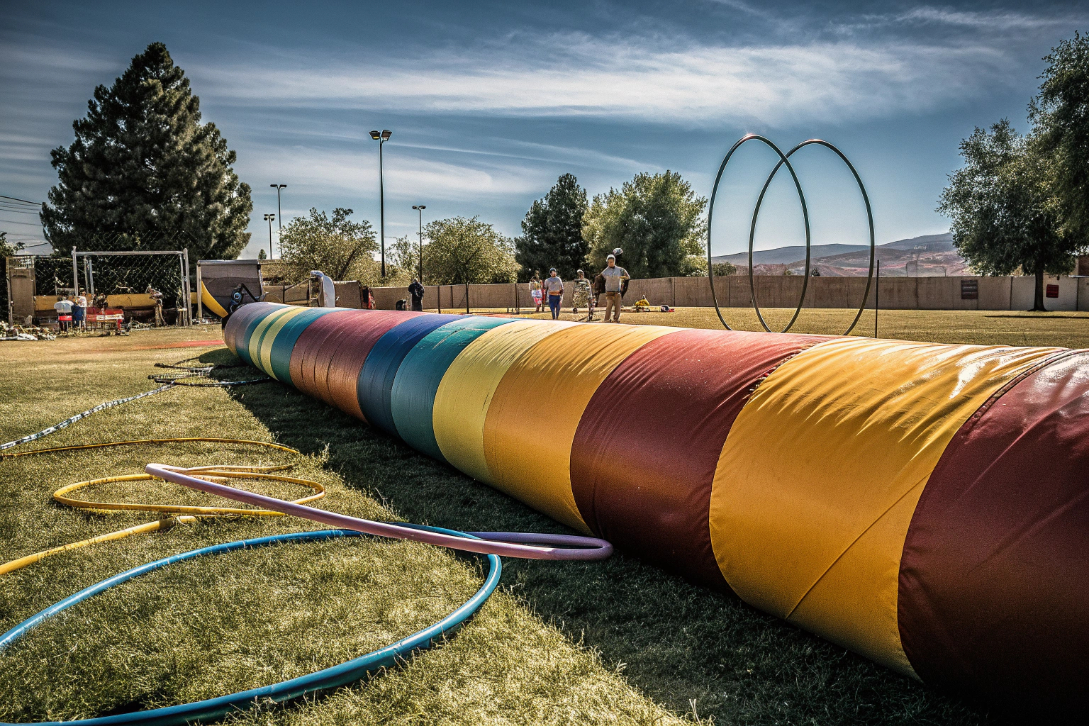 Familie spielt Fitnessspiele draußen
