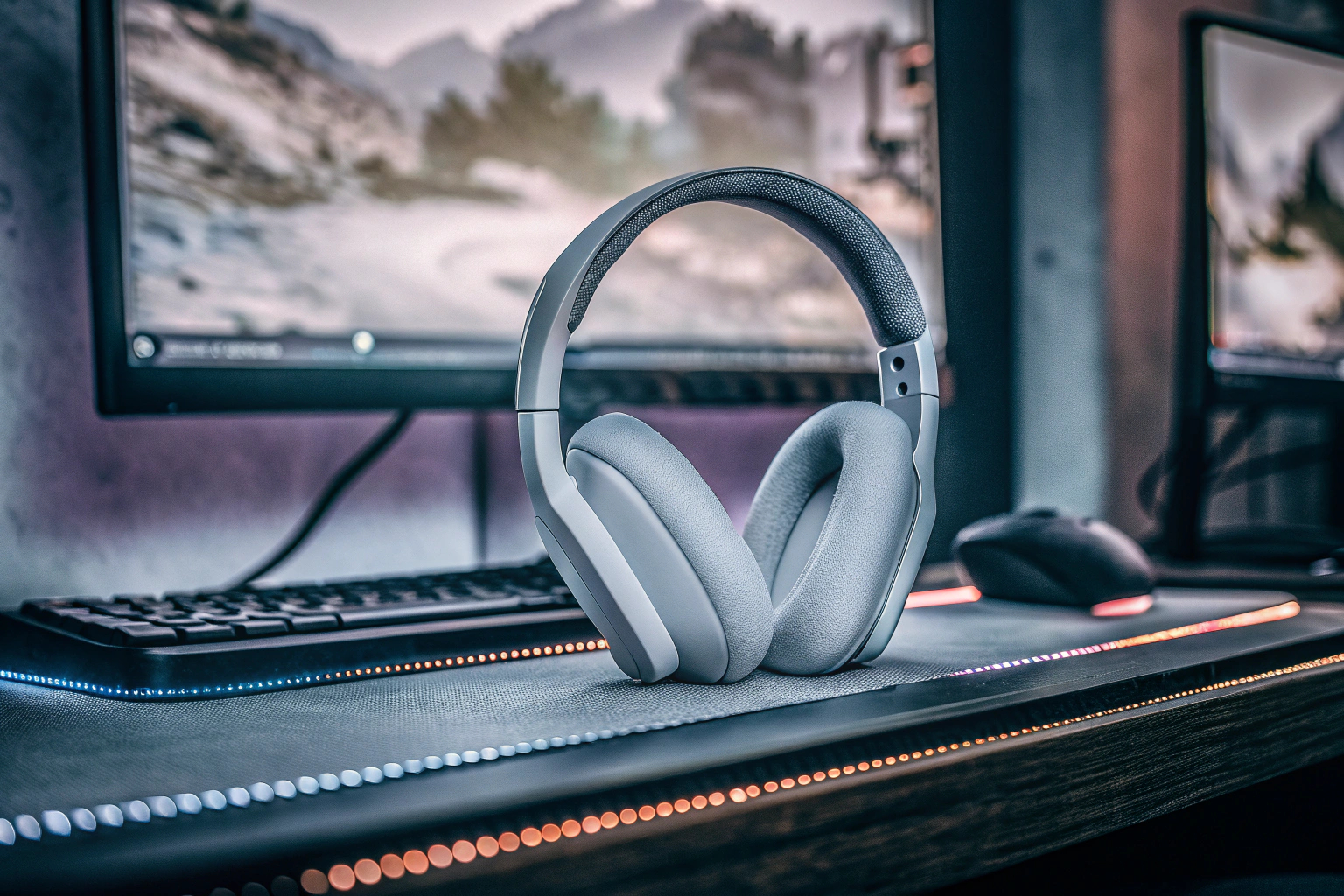 Das Logitech G435 LIGHTSPEED Headset in einer Gaming-Umgebung, zeigt die kabellose Freiheit. Logitech G435 LIGHTSPEED Headset