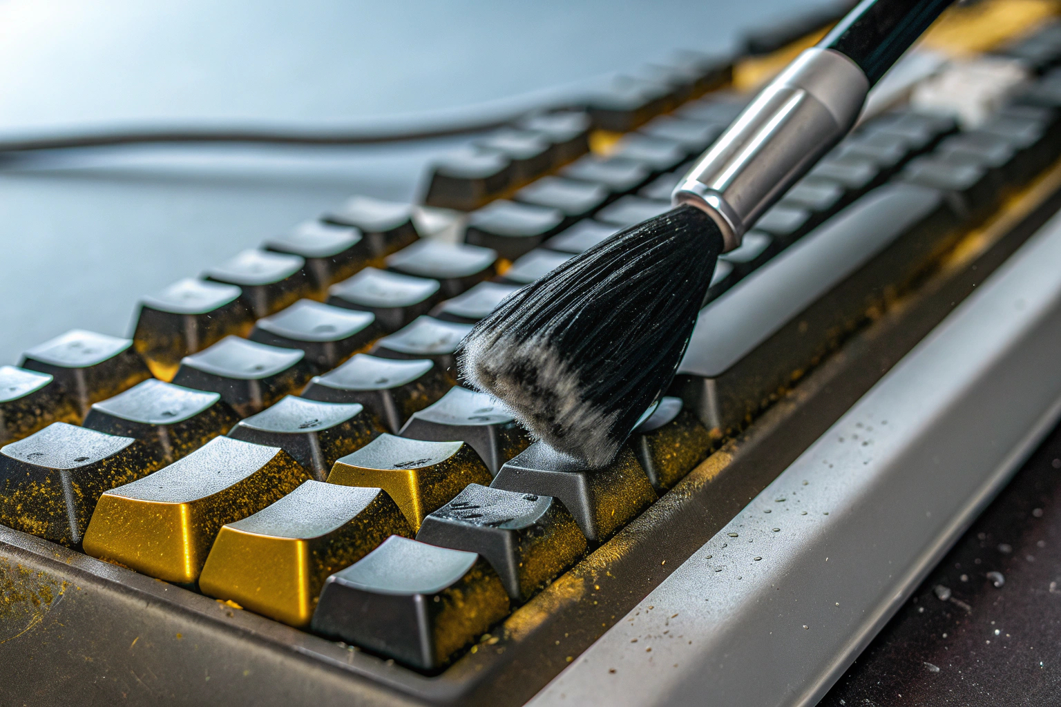 Tastatur-Reinigungsset in Nutzung