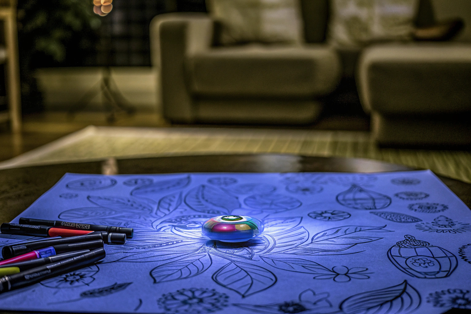 Der Kreiselzeichner im Einsatz, Spieler arbeiten zusammen, um ein Bild zu erstellen. Kreiselzeichner Spielszene