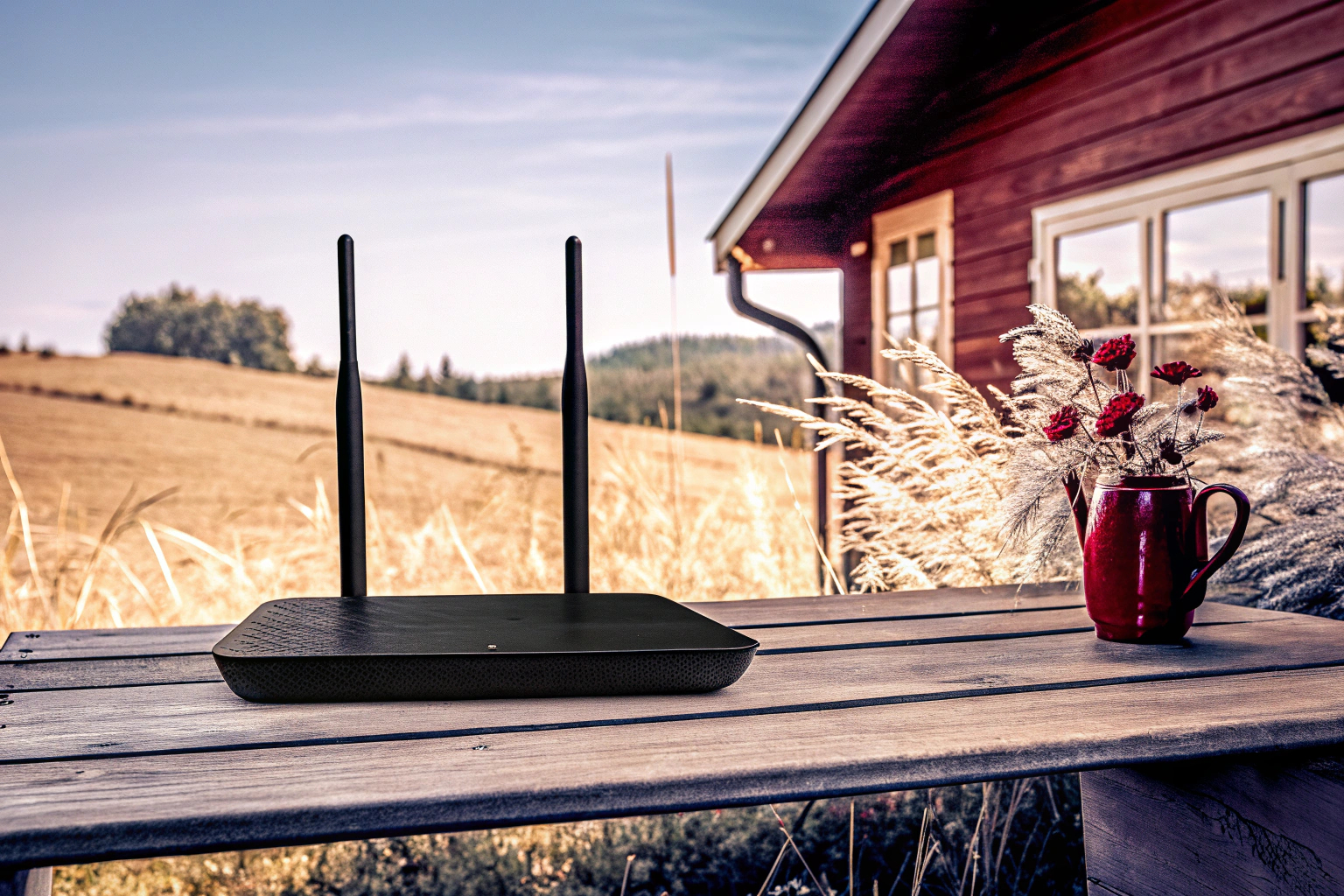 Der KuWFi 4G LTE Router im Einsatz, ideal für Streaming und Gaming in ländlichen Gebieten. KuWFi 4G LTE Router im Einsatz