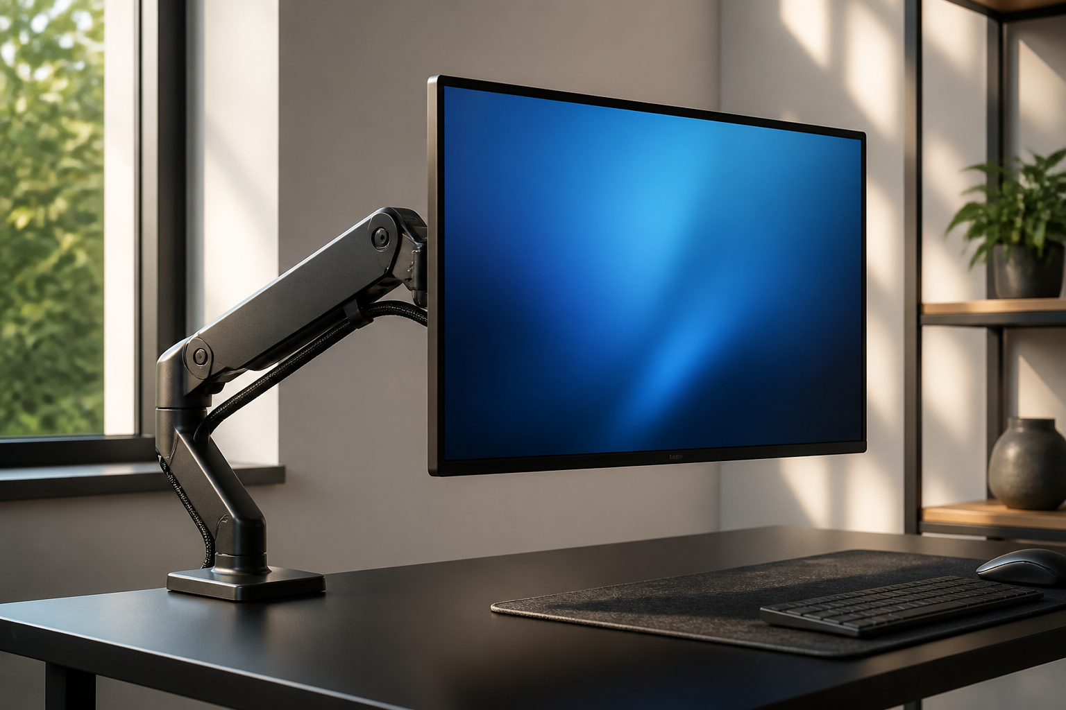 Monitorarm mit Kabelmanagement für flexible Bildschirmposition