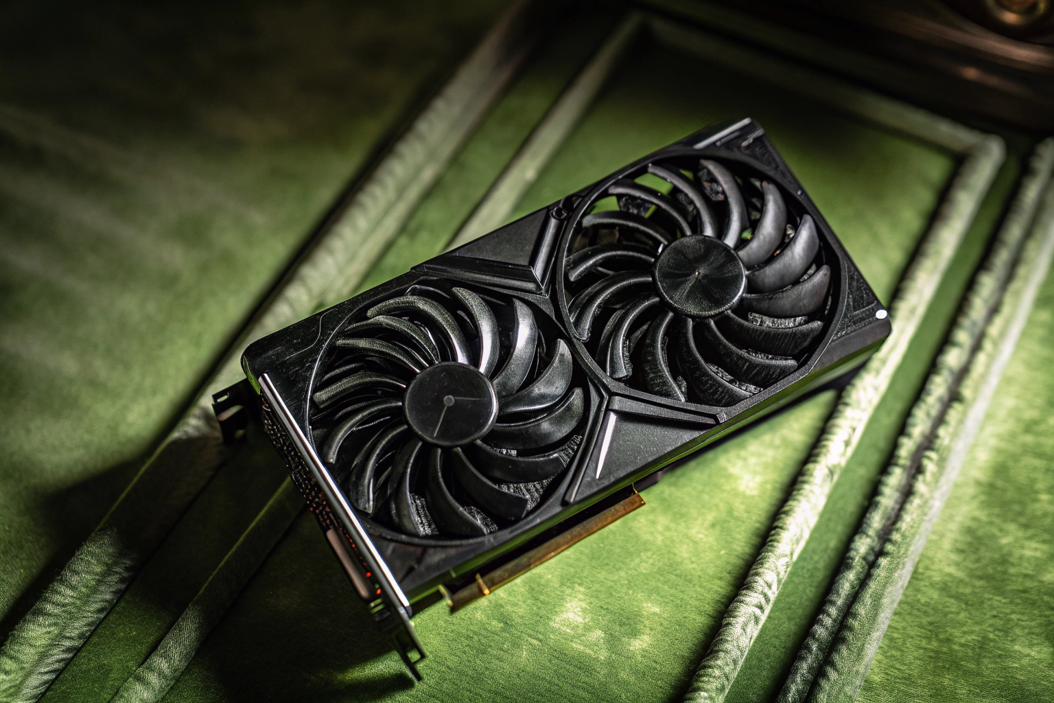 Detailaufnahme der MSI GeForce RTX 3060 VENTUS 2X 12G OC mit Dual-Fan-Kühlung. MSI GeForce RTX 3060 VENTUS 2X 12G OC