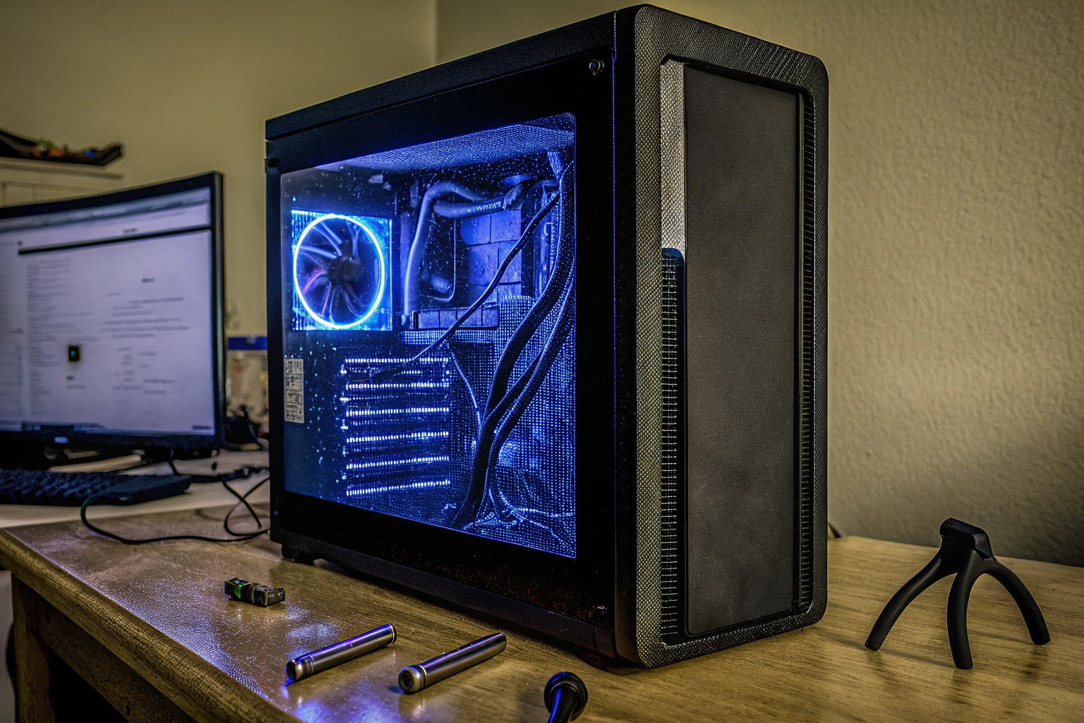 Detailaufnahme eines Computers, der für die Optimierung vorbereitet wird PC-Optimierung vorbereiten