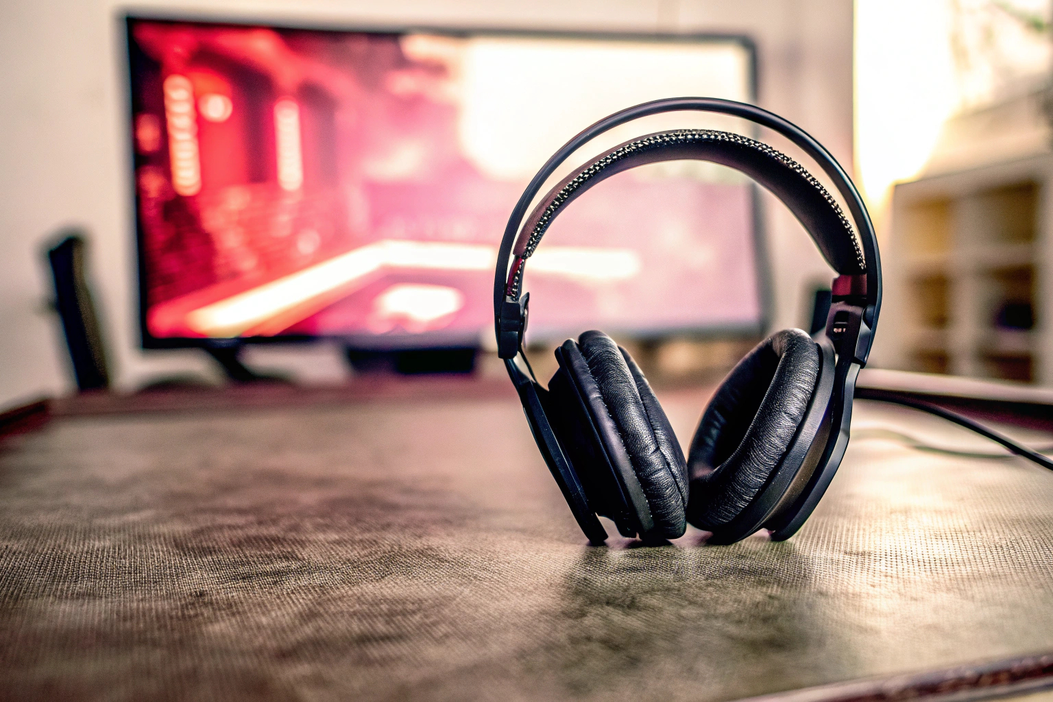 Detailaufnahme eines Gamers, der ein Headset trägt und in ein Spiel vertieft ist. Gamer mit Headset beim Spielen
