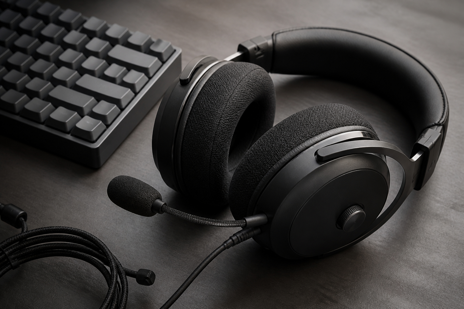 Gaming-Headset mit Mikrofon und Lautstärkeregler im Detail