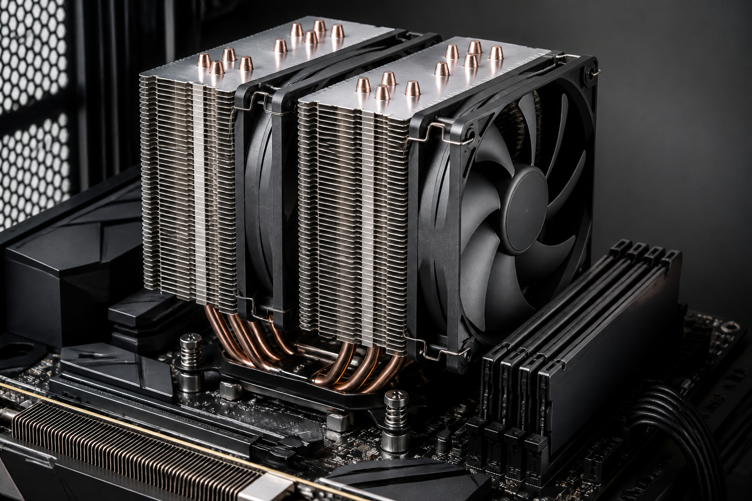 Doppelturm CPU Luftkühler mit Heatpipes und zwei Lüftern