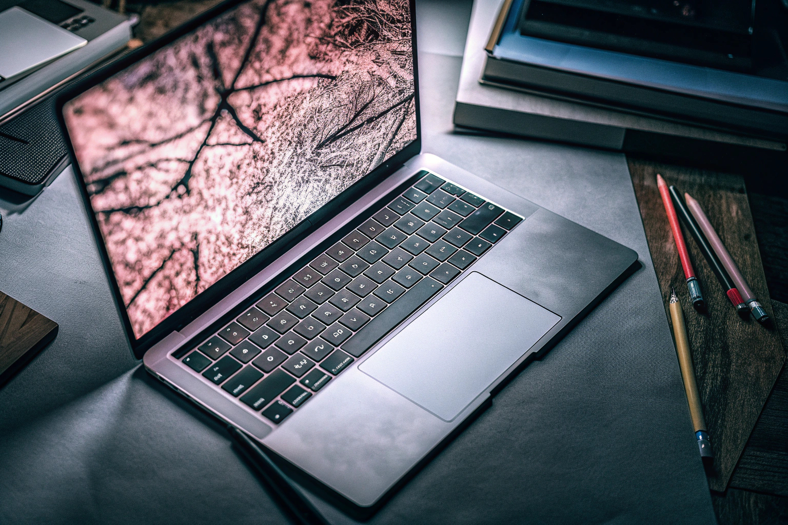 Detailaufnahme eines leistungsstarken Laptops mit hochauflösendem Display, ideal für Grafikdesign Laptop für Grafikdesign