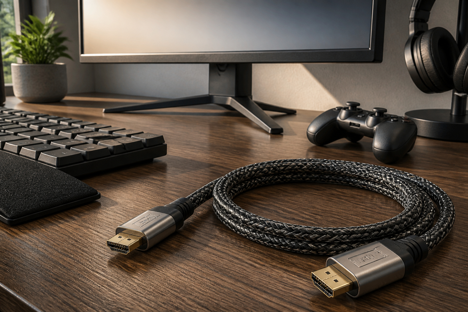 Robustes geflochtenes HDMI-2.1-Kabel mit Metallsteckern