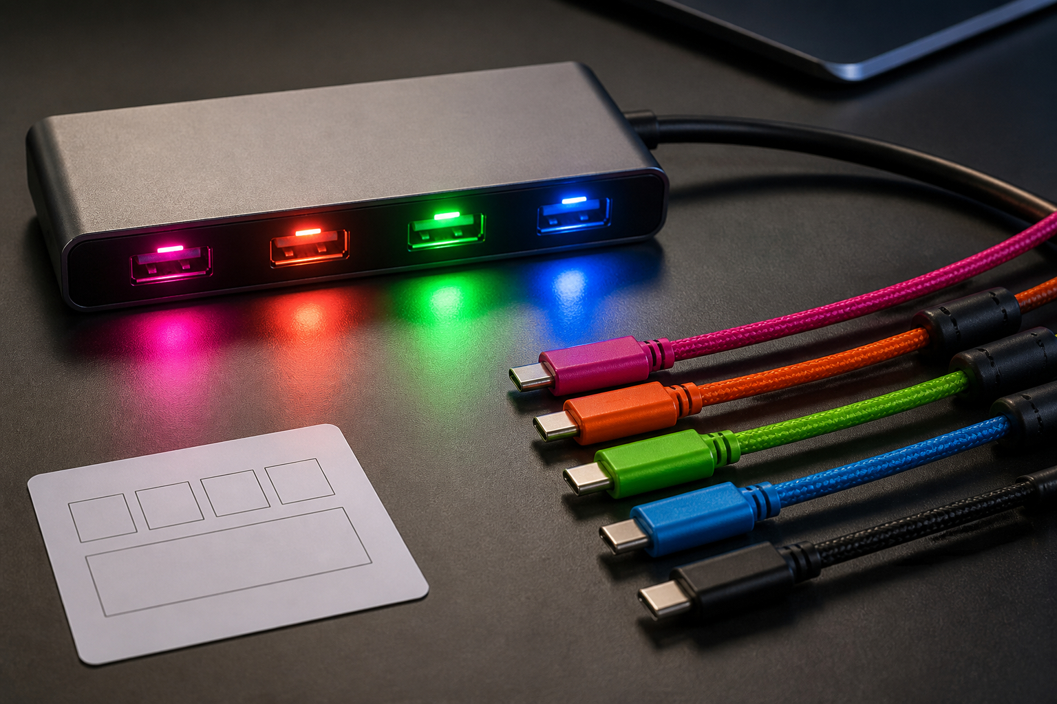 USB Hub mit LED Schaltern für mehrere Gaming Controller