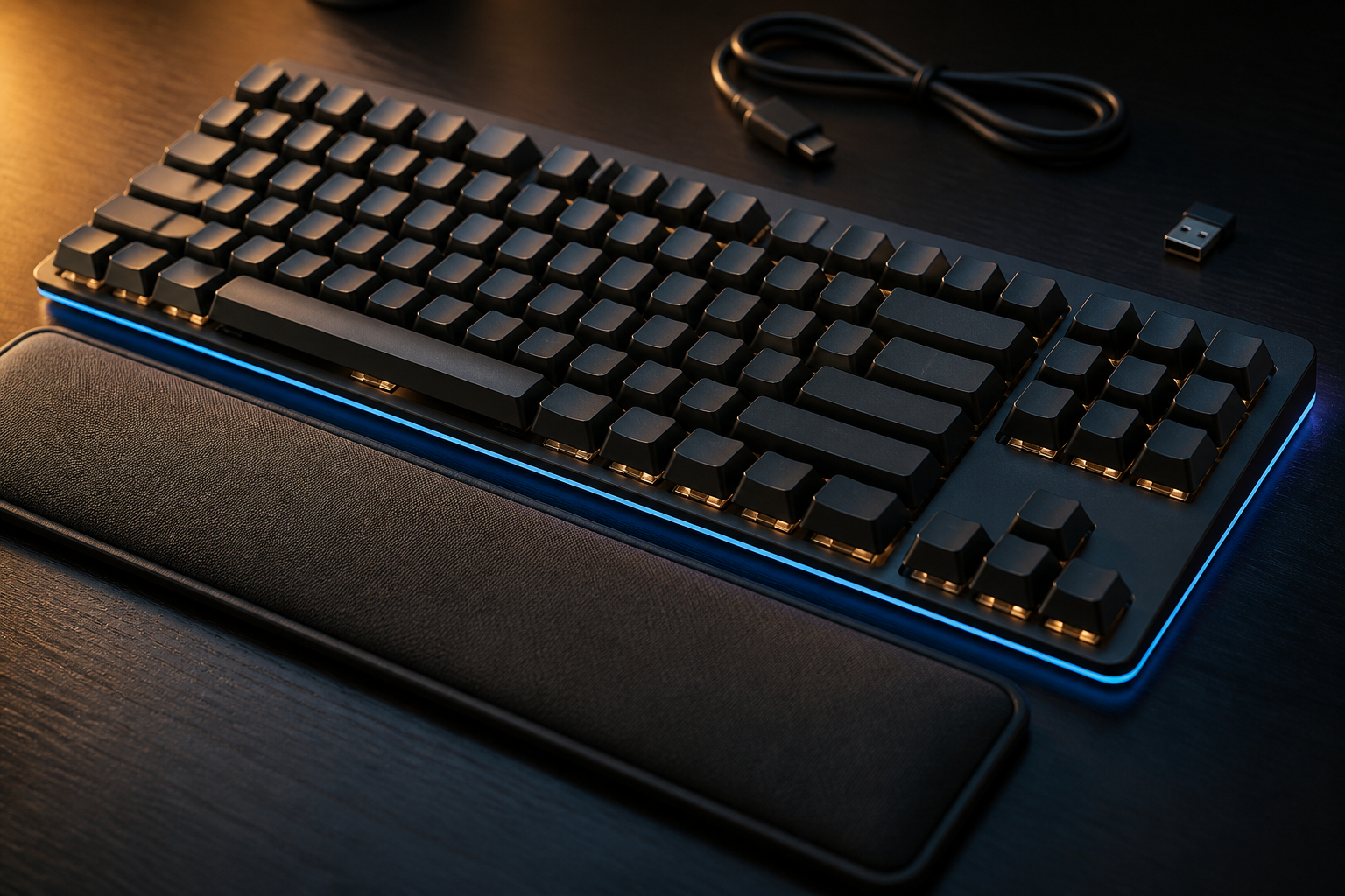 Mechanische und flache Tastenkappen einer kabellosen Gaming-Tastatur