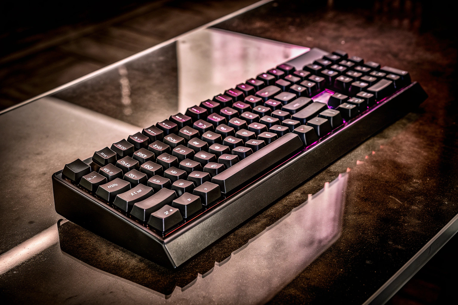 Die Razer Ornata V3 X Tastatur, die ihr flaches Design und die Chroma RGB-Beleuchtung zeigt. Razer Ornata V3 X Design