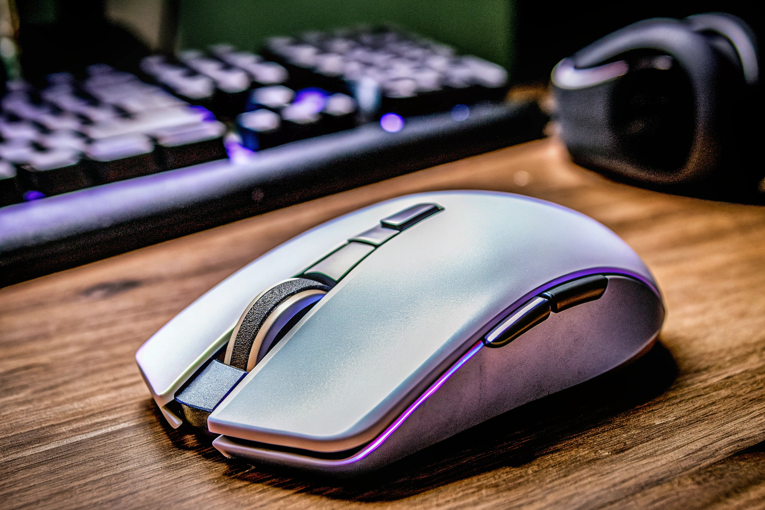 Die Titanwolf Gaming Maus mit RGB-Beleuchtung und symmetrischem Design. Titanwolf Gaming Maus