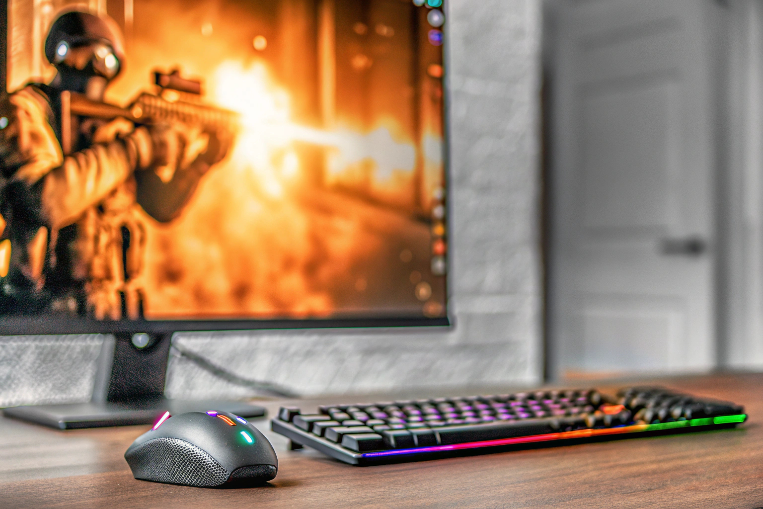 Gamer beim Spielen eines FPS-Spiels