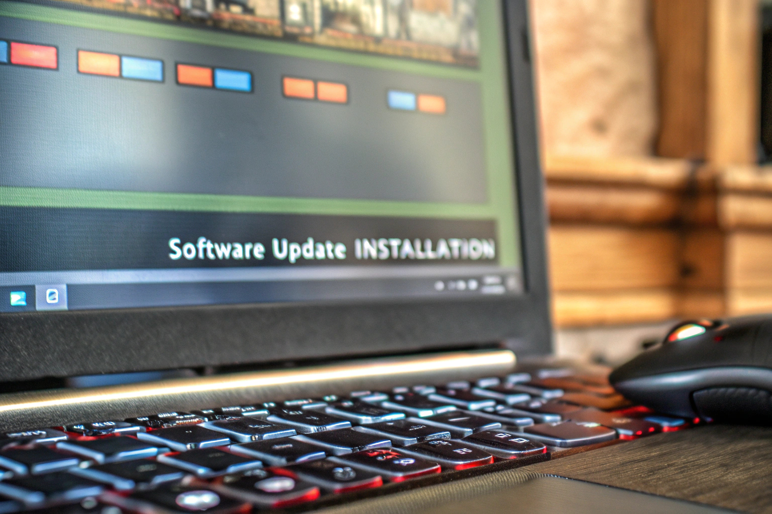 Ein Bildschirm, der die Installation eines Software-Updates zeigt. Software-Update