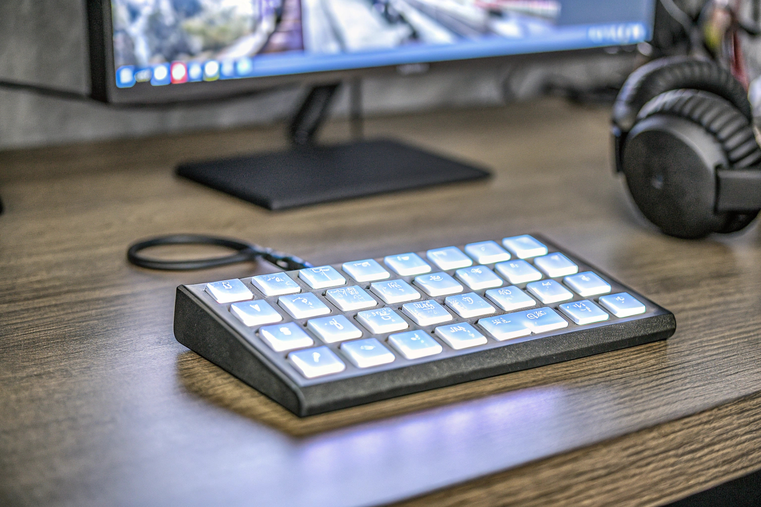 Ein Elgato Stream Deck mit LCD-Tasten, das für die Steuerung von Streaming-Software verwendet wird. Elgato Stream Deck