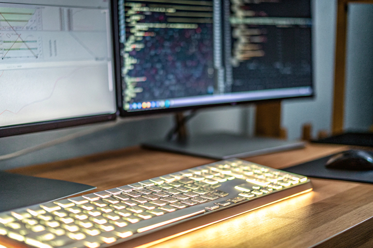 Ein Entwickler, der an einem Computer arbeitet und ein Game-Update programmiert. Game-Update-Entwicklung