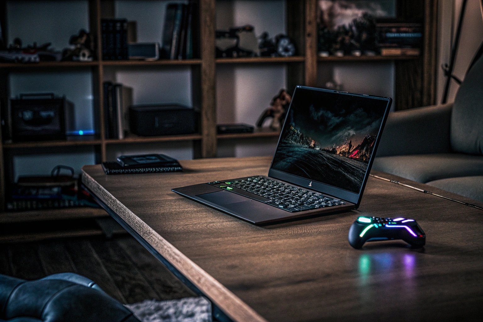 Ein Entwickler, der an einem Cross-Platform-Spiel auf einem Laptop arbeitet. Entwicklung von Cross-Platform-Spielen