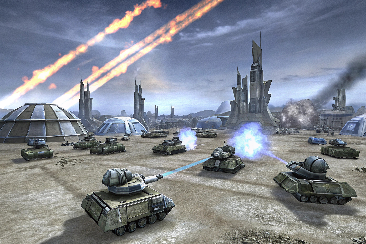 Ein episches Schlachtfeld aus Starcraft II, das die Intensität und strategische Tiefe des Spiels zeigt. Starcraft II Schlachtfeld