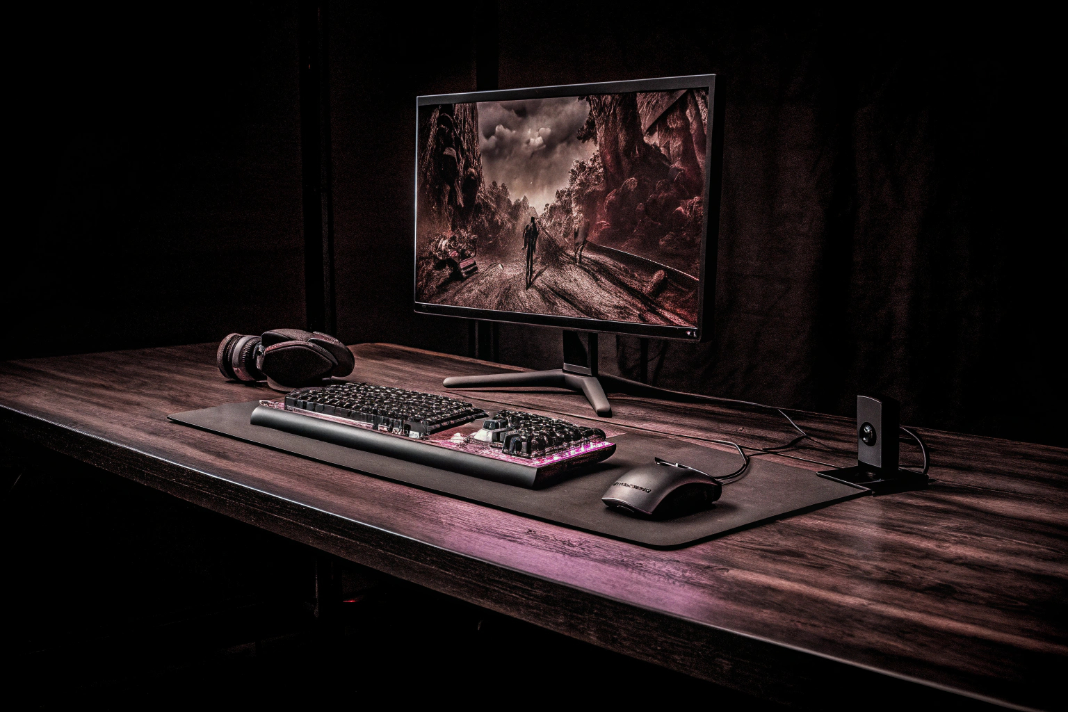Ein Gamer, der an einem leistungsstarken PC spielt Gamer am PC