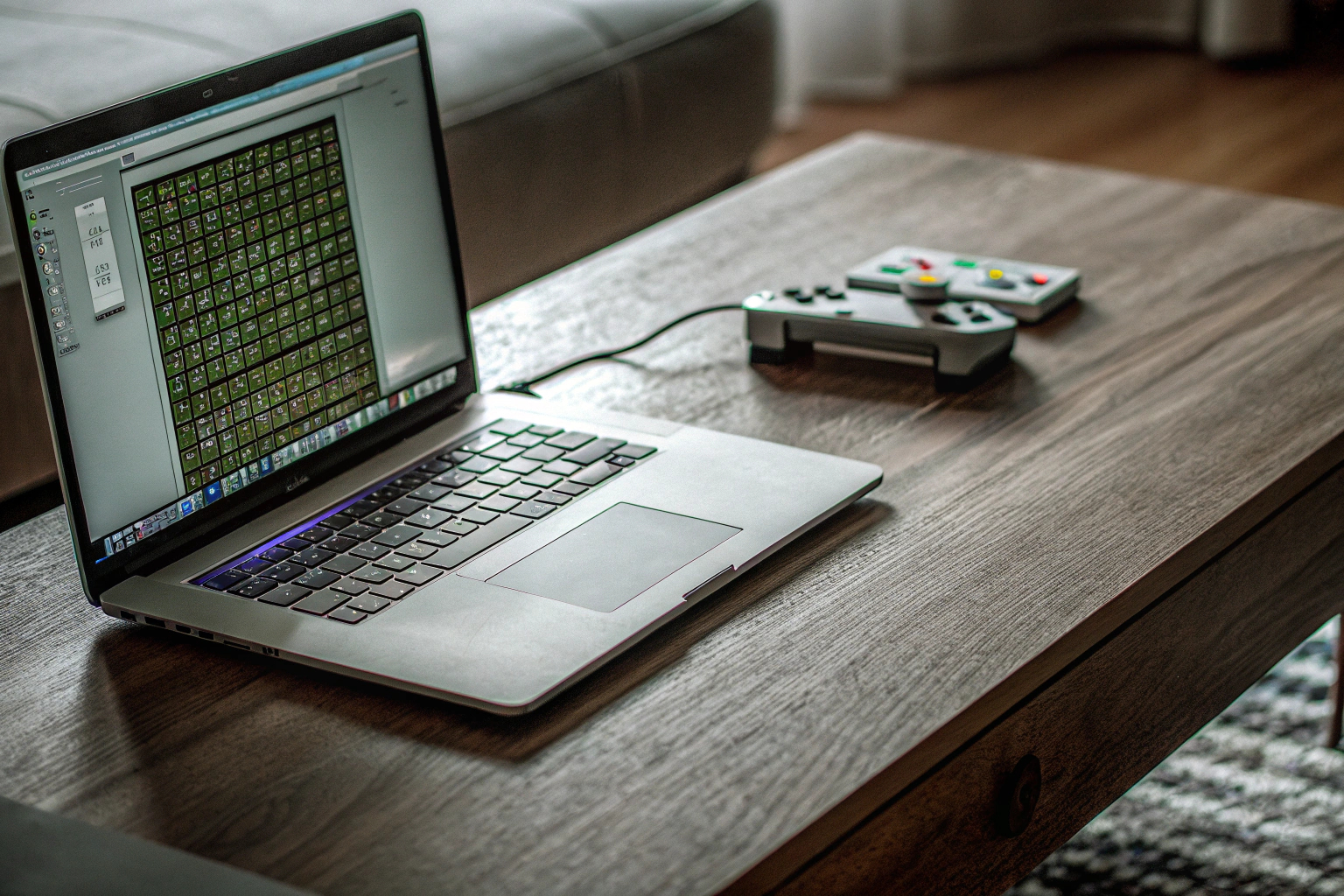 Gamer spielt Retro-Spiele auf modernem Gerät