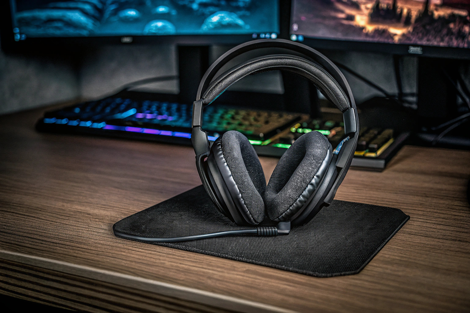 Ein Gamer, der das Ozeino OW810 Headset in einem modernen Gaming-Setup verwendet. Ozeino OW810 in Aktion