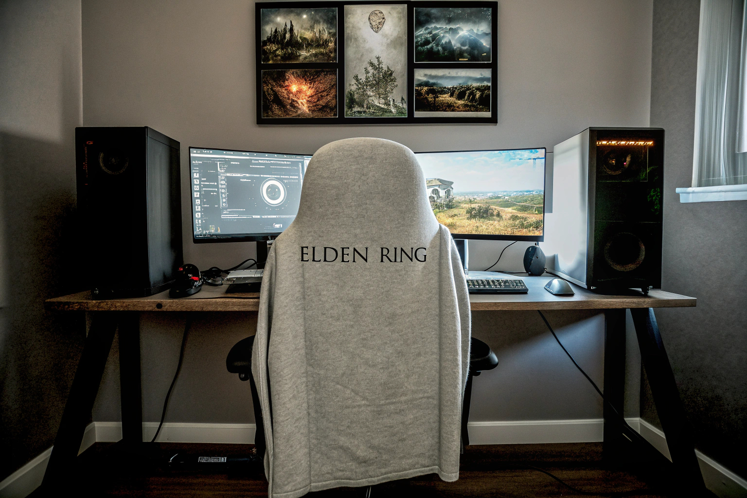 Gamer mit Elden Ring T-Shirt