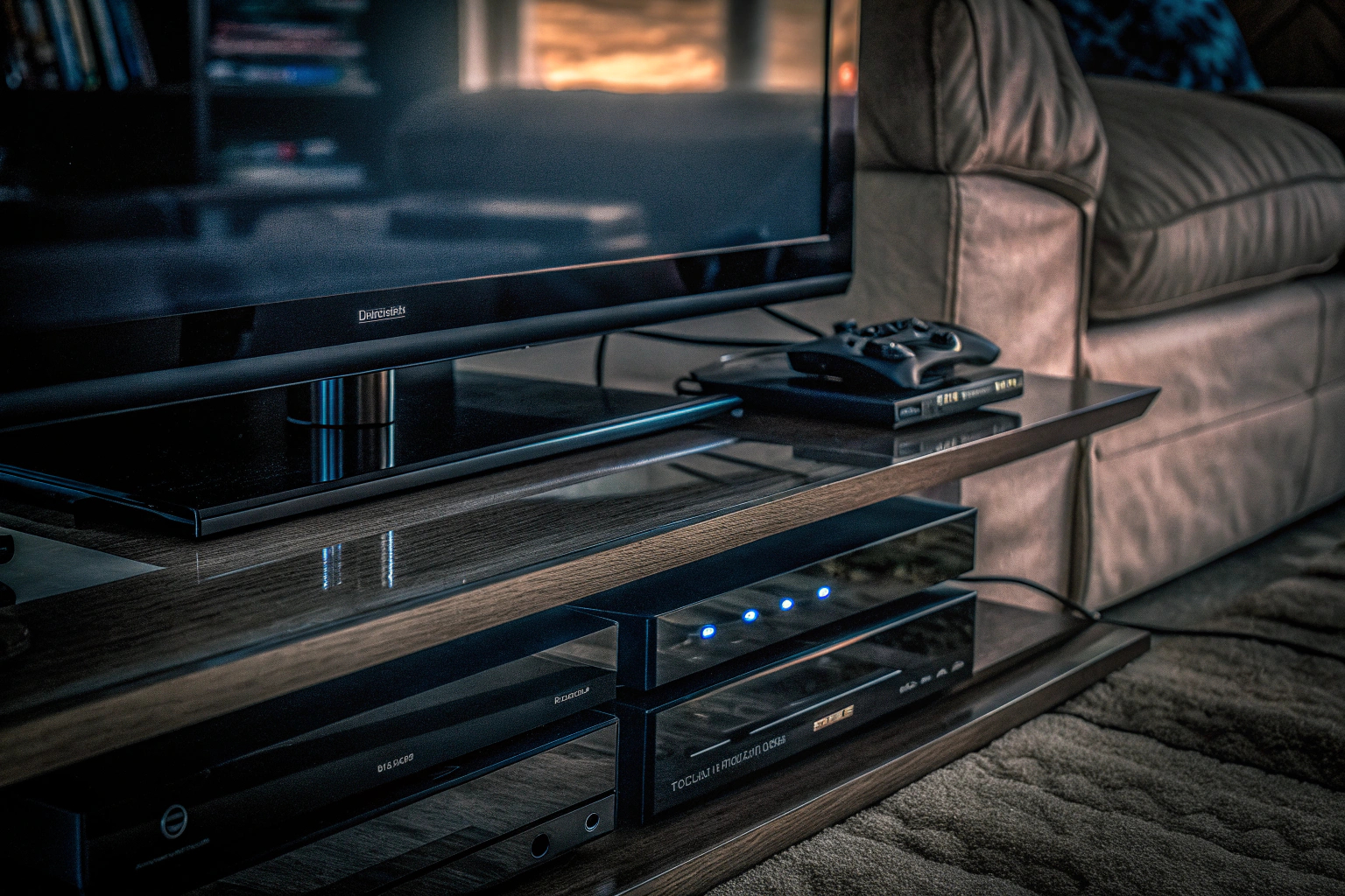 Ein Gamer, der ein neues Update auf seiner Konsole installiert. Game-Update-Installation