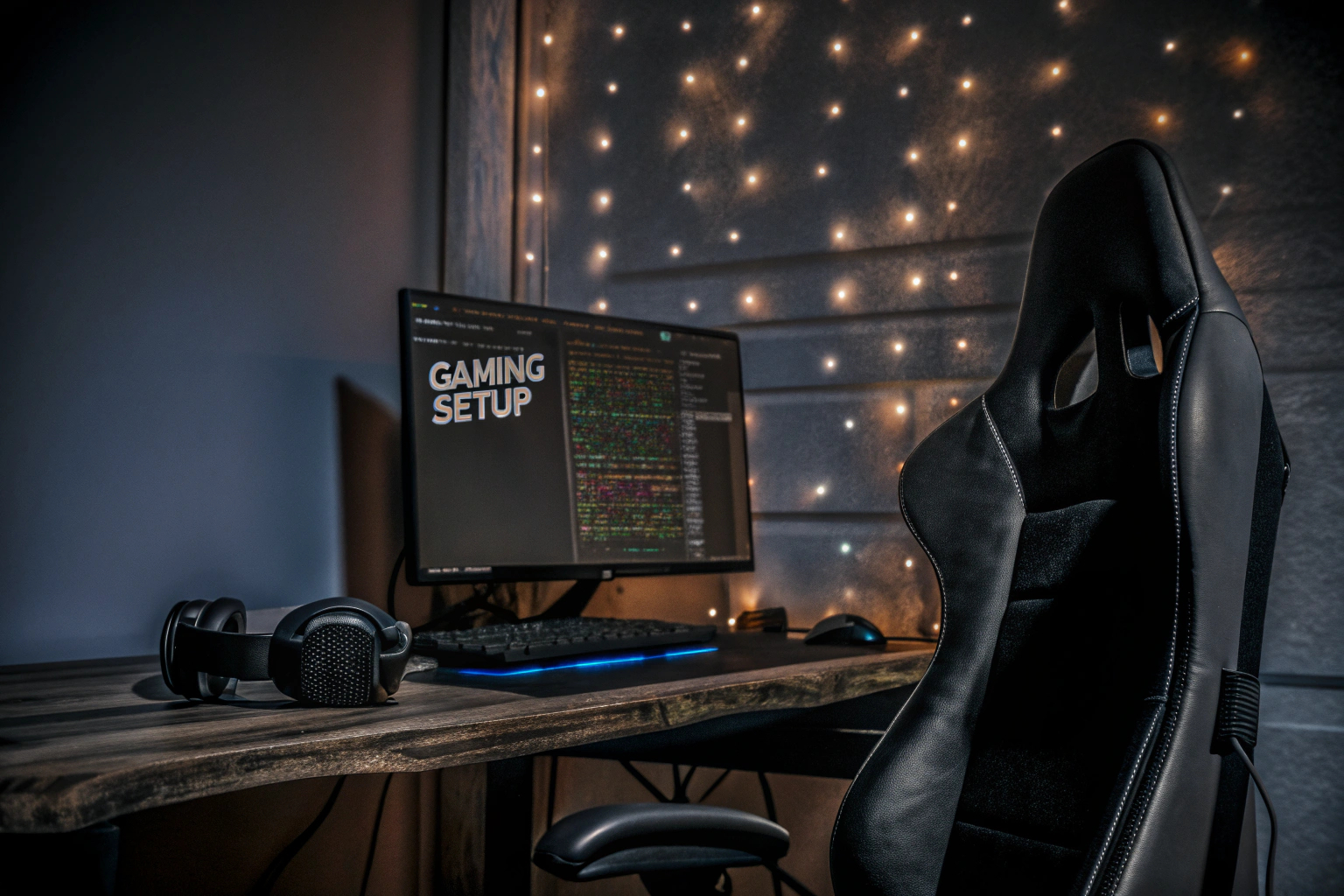 Ein Gamer, der in einem Buch über Gaming-Strategien blättert, in einem gemütlichen Gaming-Setup. Gaming Strategiebuch