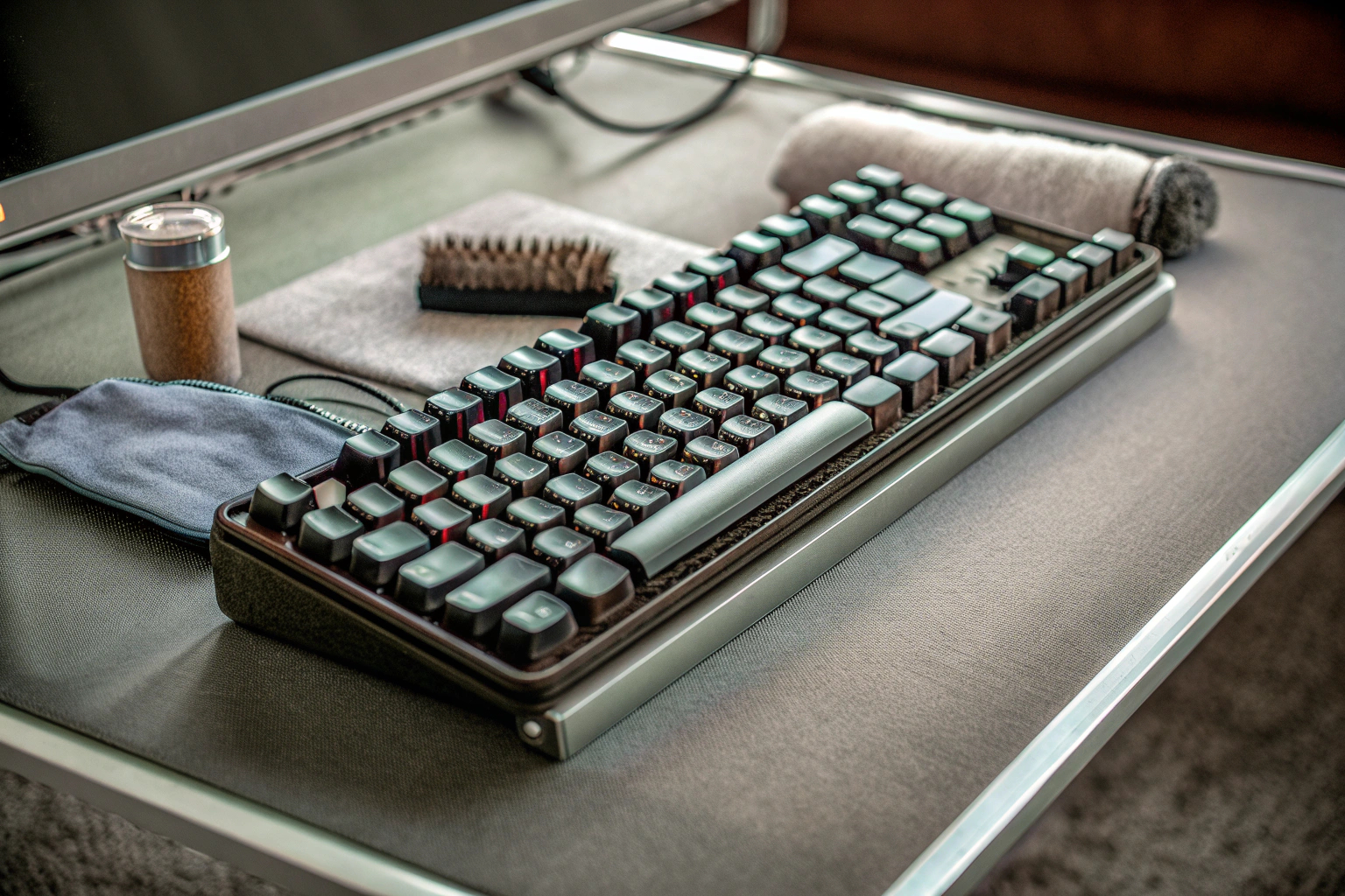 Gamer reinigt Tastatur mit Ordilend Reinigungsset