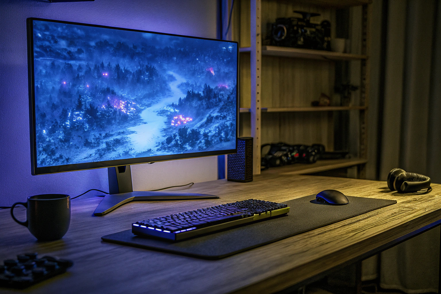 Ein Gamer, der sich vor einem Bildschirm entspannt und ein Videospiel spielt. Gamer vor dem Bildschirm