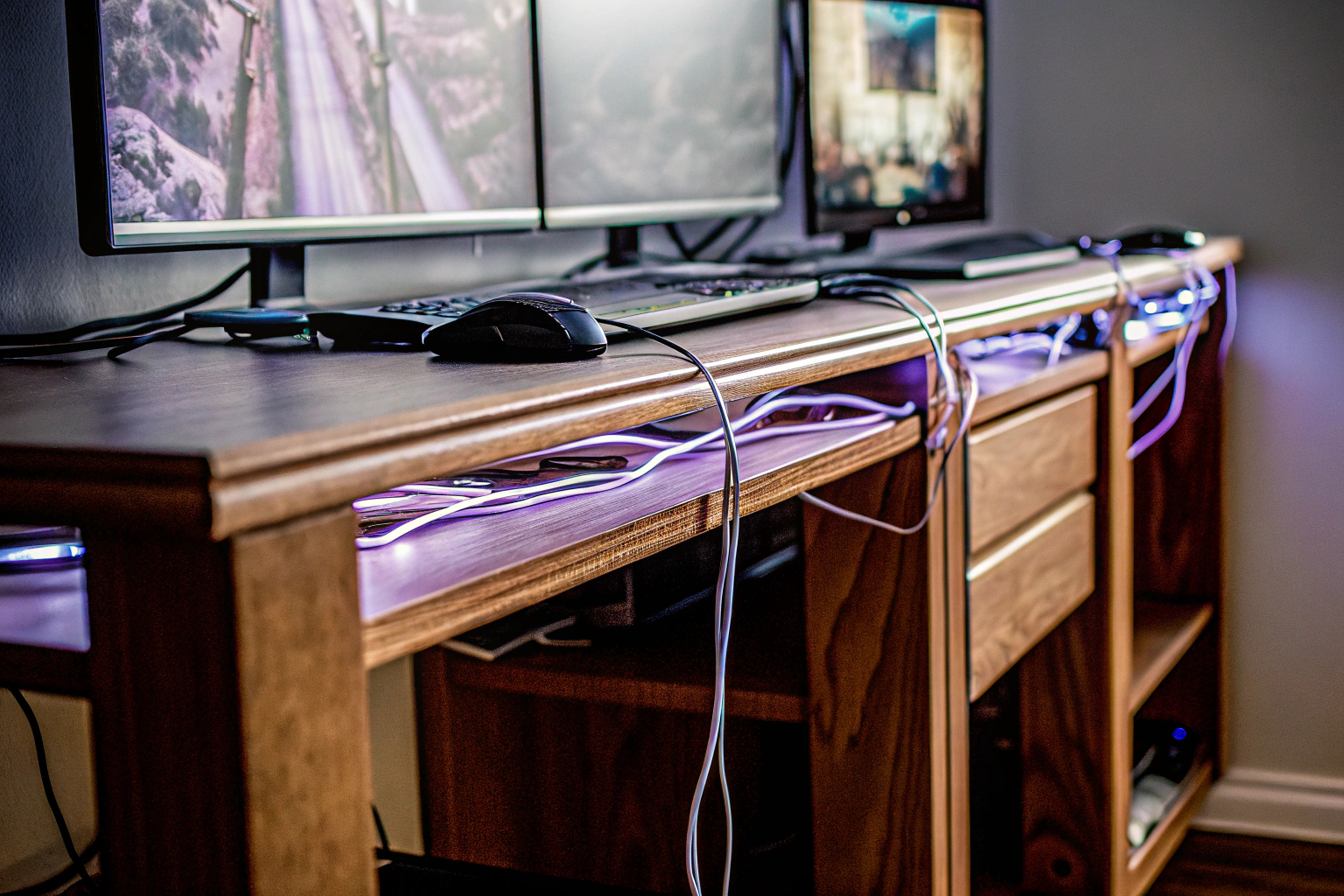 Gamer-Schreibtisch mit Kabelmanagement