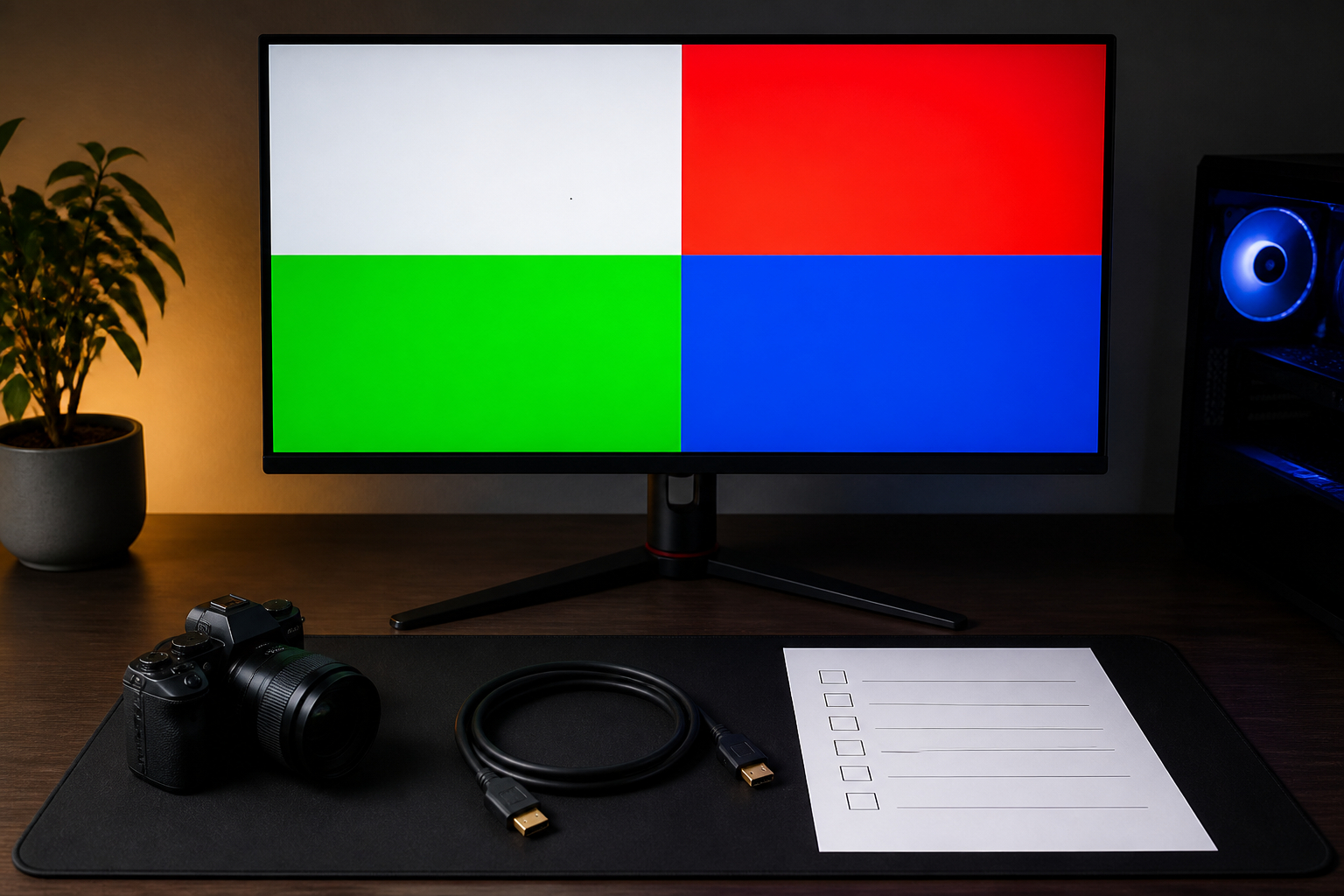 Vollbild-Farbtest für tote Pixel am Gaming-Monitor