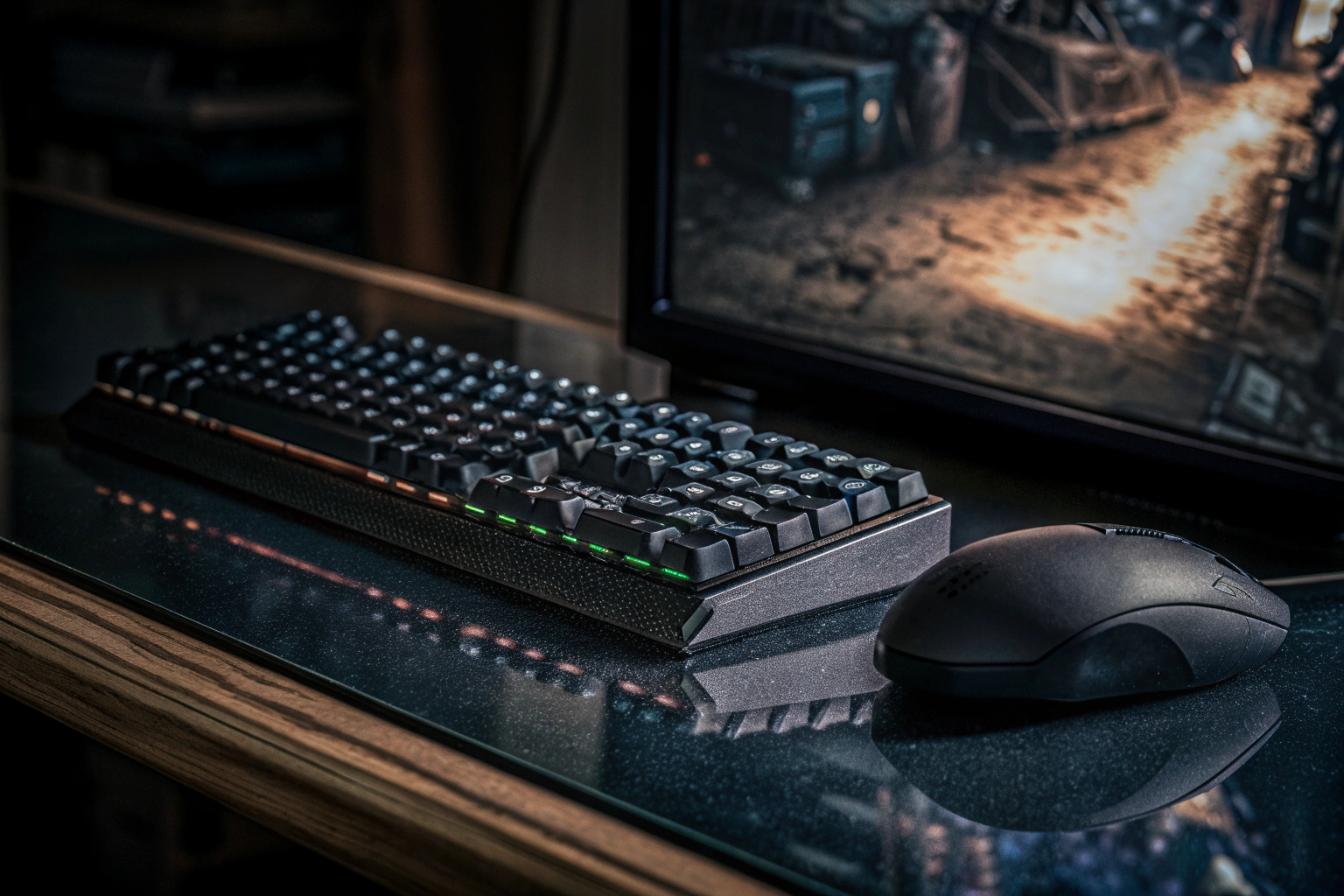Ein Gamer spielt ein intensives Multiplayer-Online-Spiel auf einem PC. Gamer beim Online-Spielen