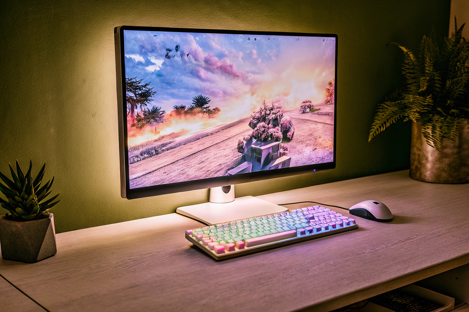 Gaming-Setup mit modernem Monitor