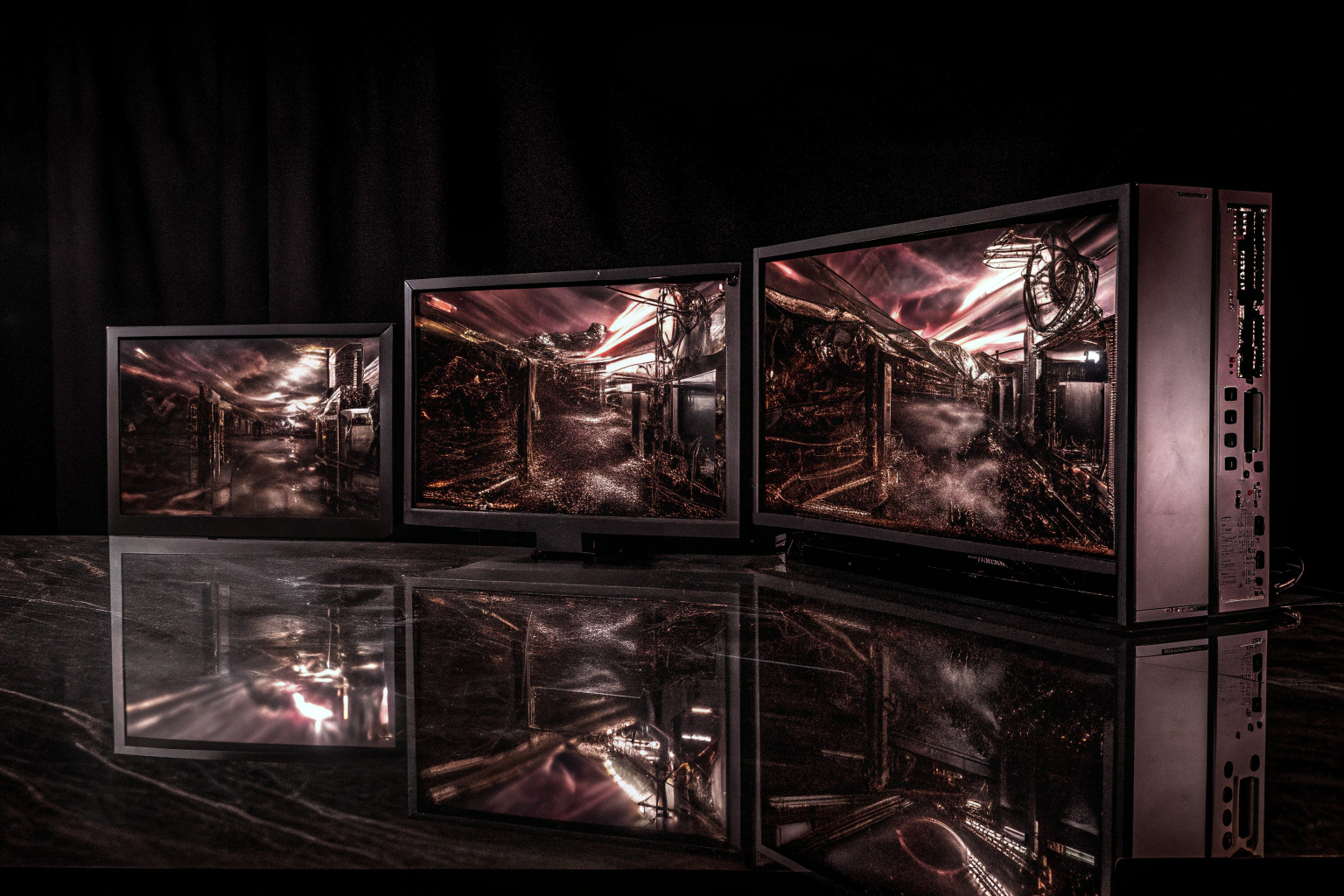 Gaming-Setup mit mehreren Bildschirmen