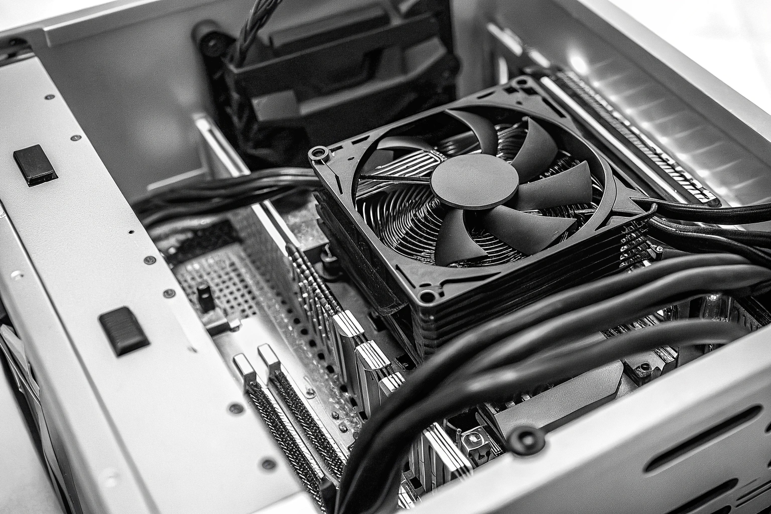 Geöffneter PC mit Komponenten