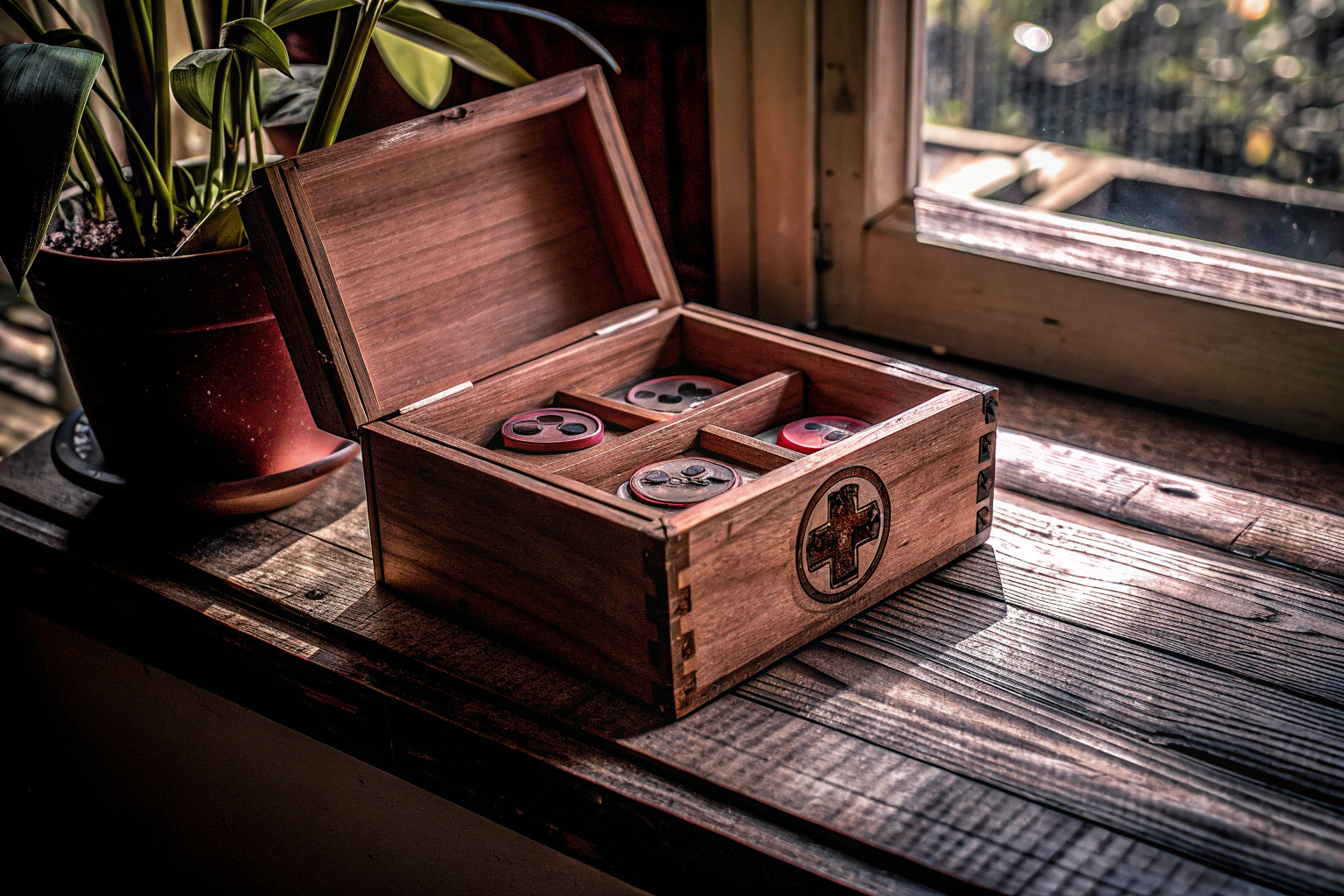 Ein handgemachtes Holzgeldgeschenk für Gamer auf einem Tisch. Nachhaltiges Geldgeschenk für Gamer