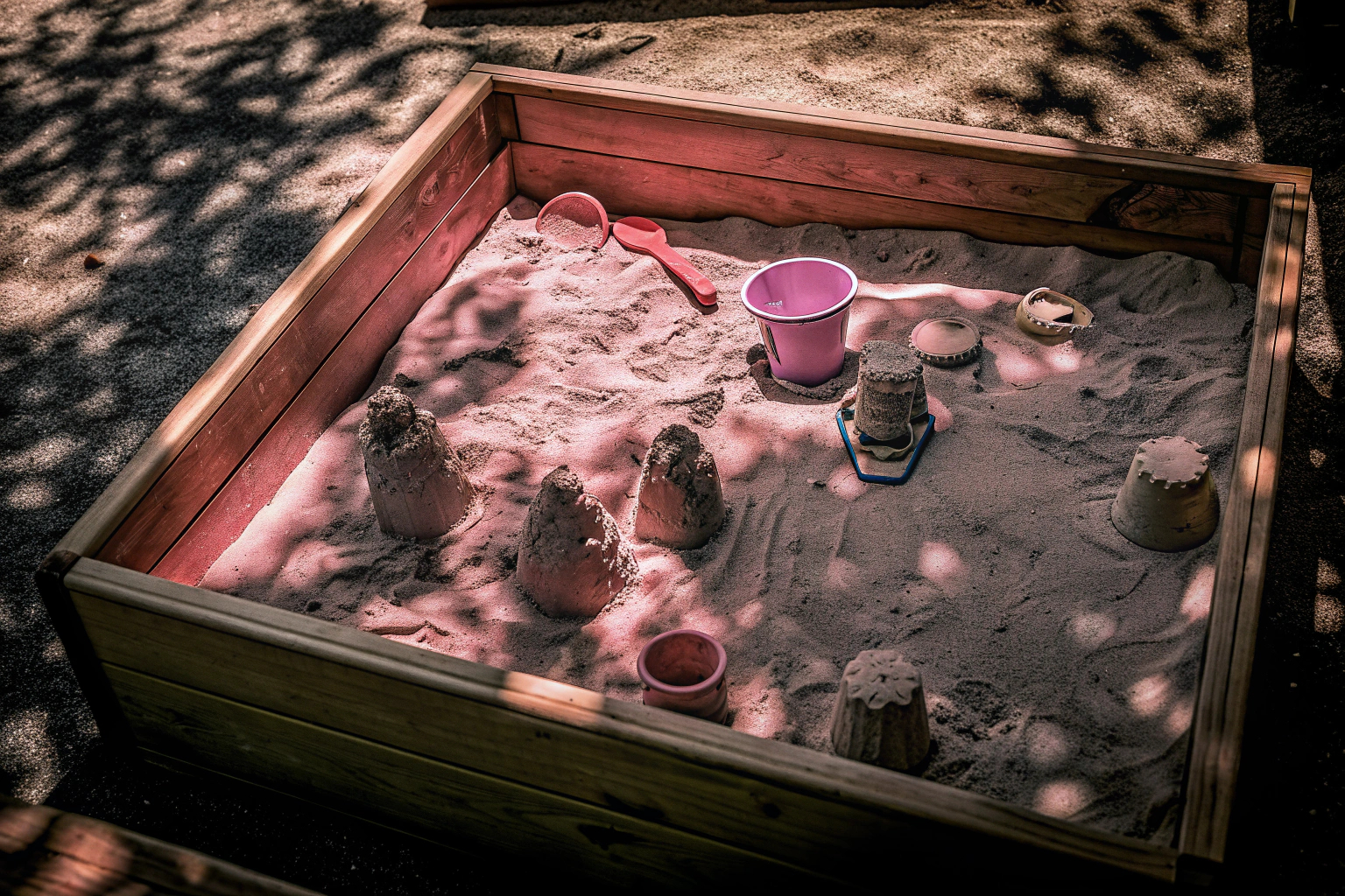Ein Kind spielt mit Kinetic Sand in einer Sandbox. Kind spielt mit Kinetic Sand