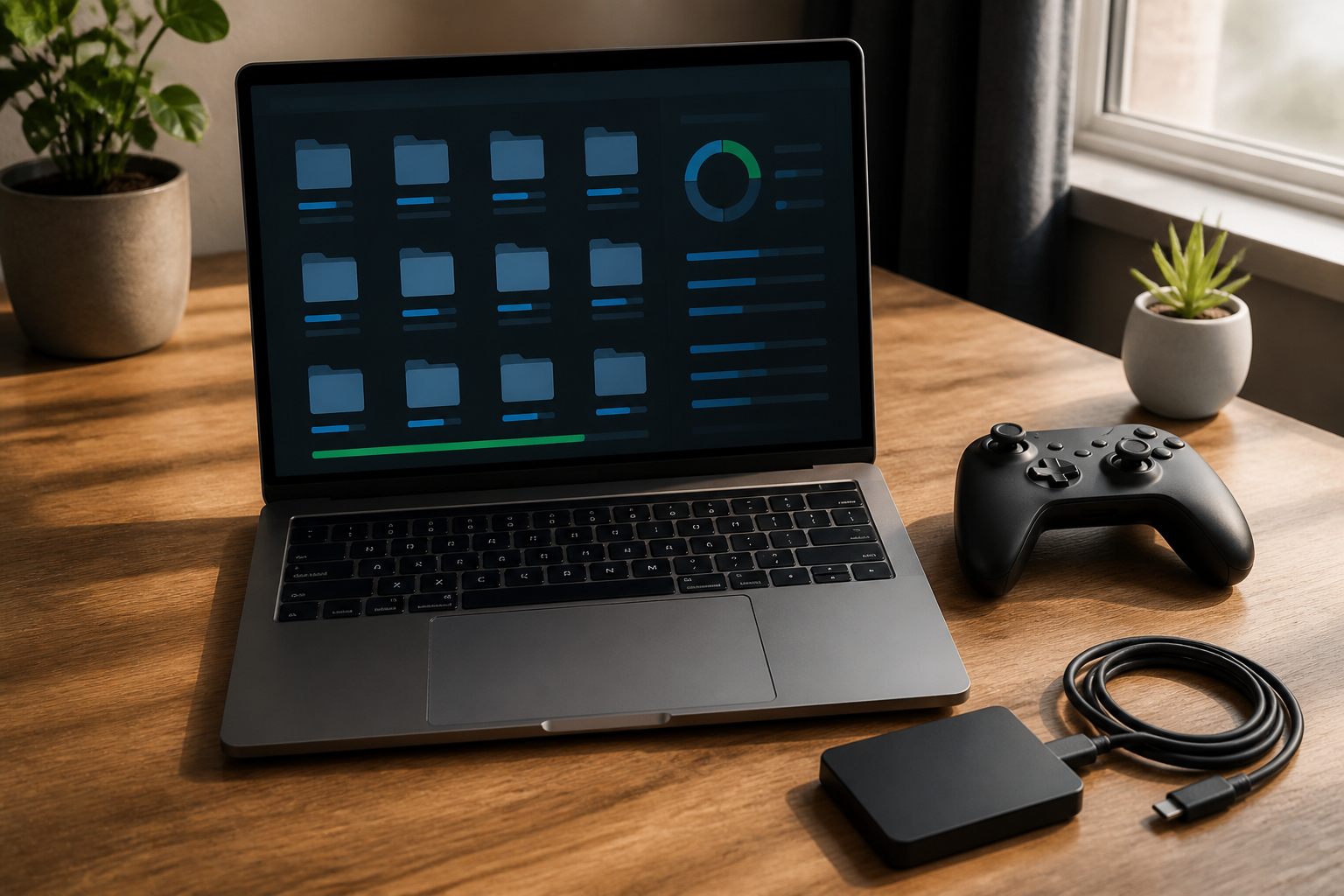 Datierte Spielstand-Backups auf Laptop und externer SSD