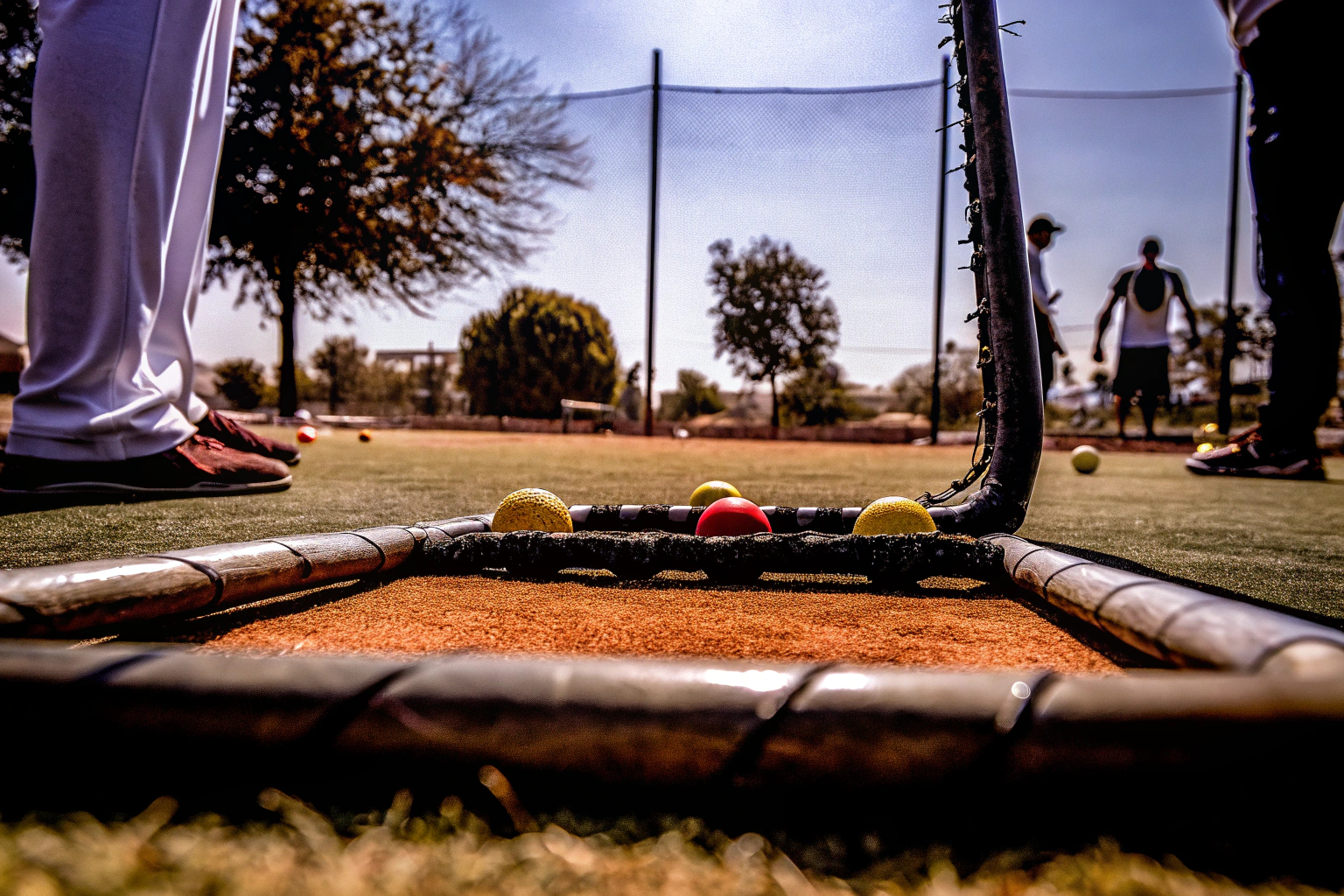 Ein Mann trainiert mit dem SKLZ Reactive Catch Trainer im Freien. Training mit dem SKLZ Reactive Catch Trainer